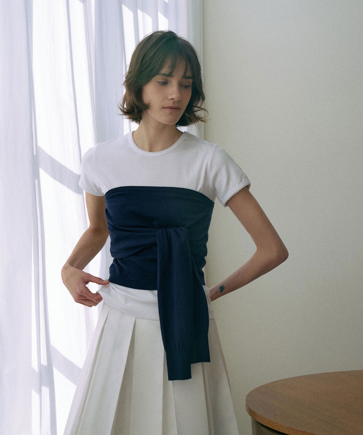 라메레이(LAMEREI) Knotted Knit Bustier[LMBESPKN265]-Navy