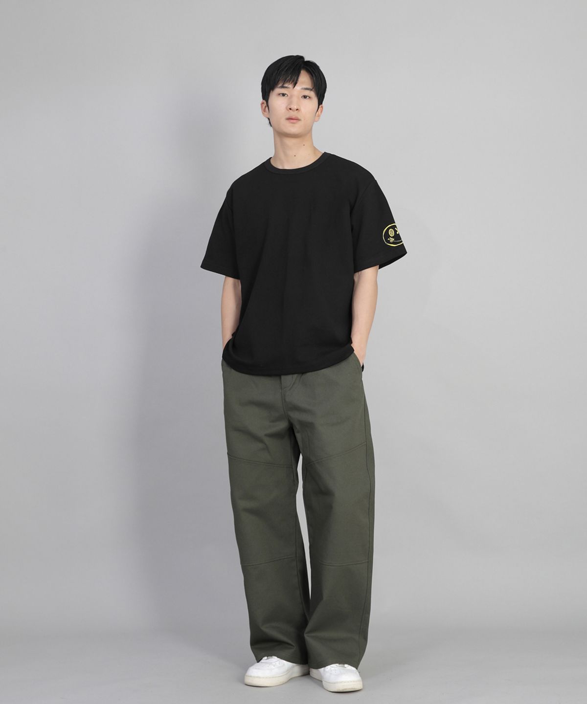 세인트크루(SAINTCREW) 프런트커팅 디테일 EX와이드 팬츠 CDE-371 카키