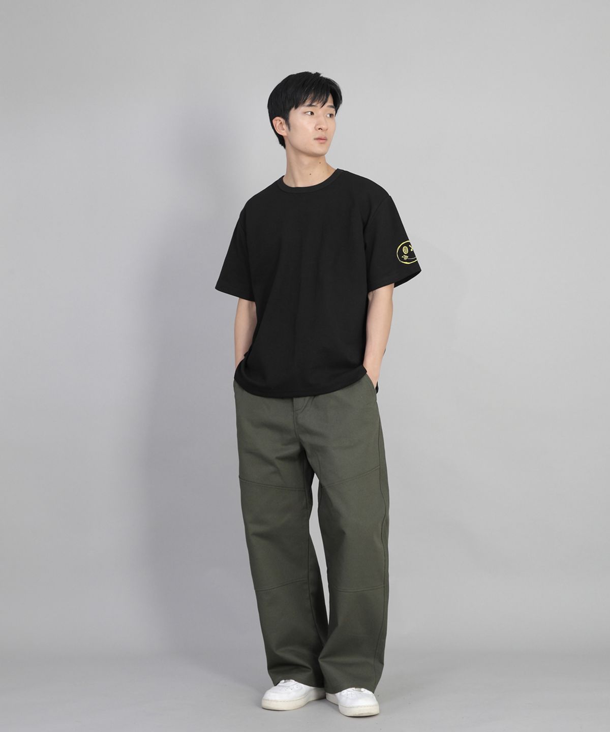 세인트크루(SAINTCREW) 프런트커팅 디테일 EX와이드 팬츠 CDE-371 카키