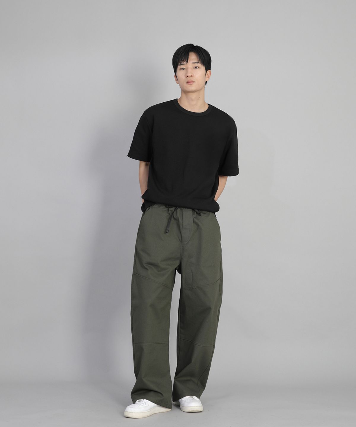 세인트크루(SAINTCREW) 프런트커팅 디테일 EX와이드 팬츠 CDE-371 카키