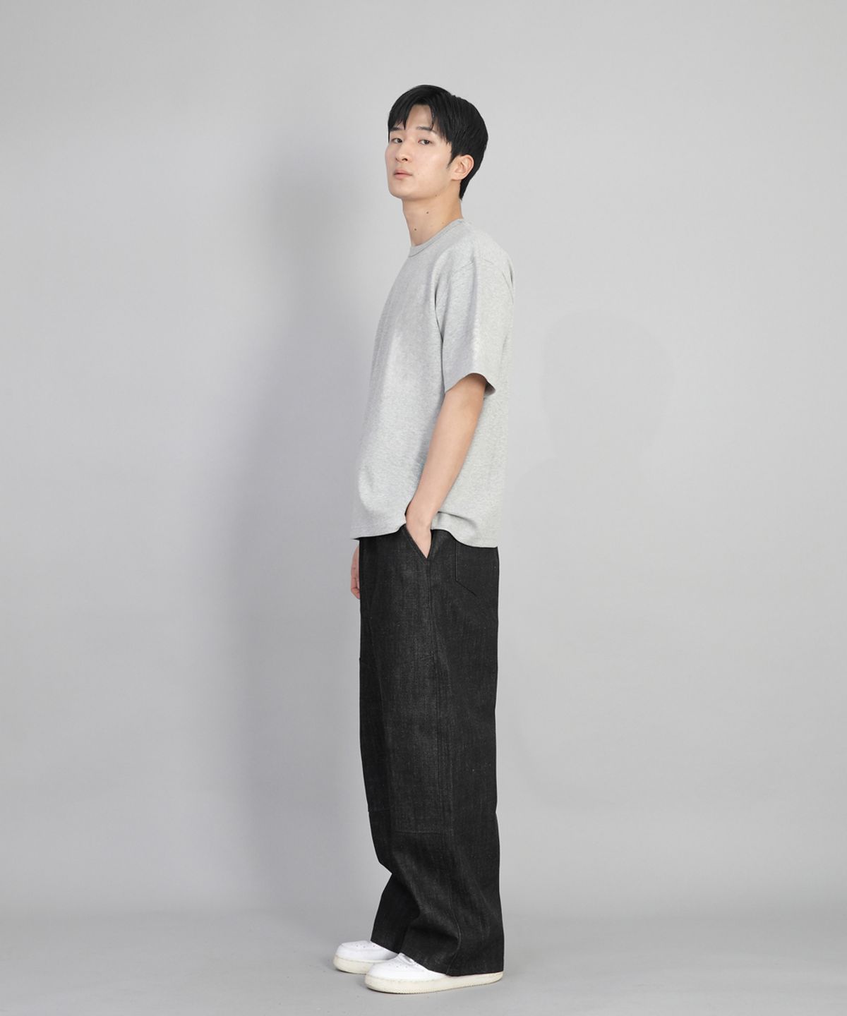세인트크루(SAINTCREW) 프런트커팅 디테일 EX와이드 팬츠 CDE-371 데님 블랙