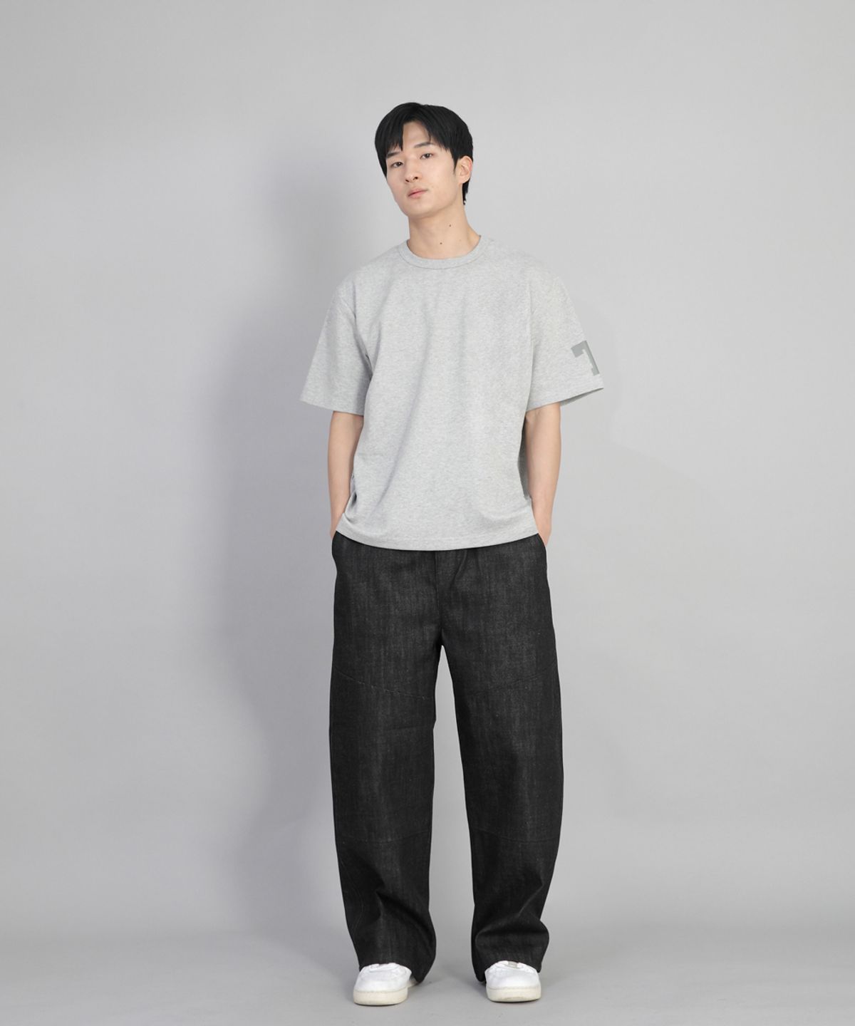 세인트크루(SAINTCREW) 프런트커팅 디테일 EX와이드 팬츠 CDE-371 데님 블랙