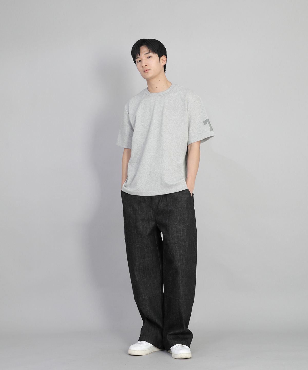 세인트크루(SAINTCREW) 프런트커팅 디테일 EX와이드 팬츠 CDE-371 데님 블랙