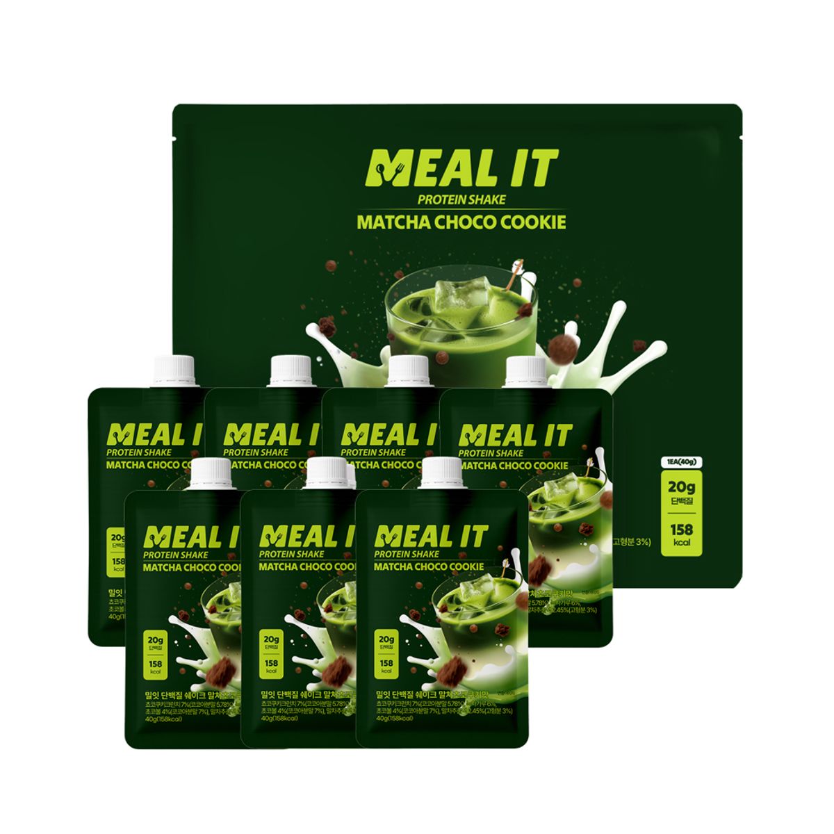 밀잇(MEAL IT) 식단관리 단백질 쉐이크 포켓형 7개입 세트 (말차초코쿠키맛, 시리얼맛, 피스타치오맛, 멜론맛, 초코맛, 커피맛, 바나나맛)
