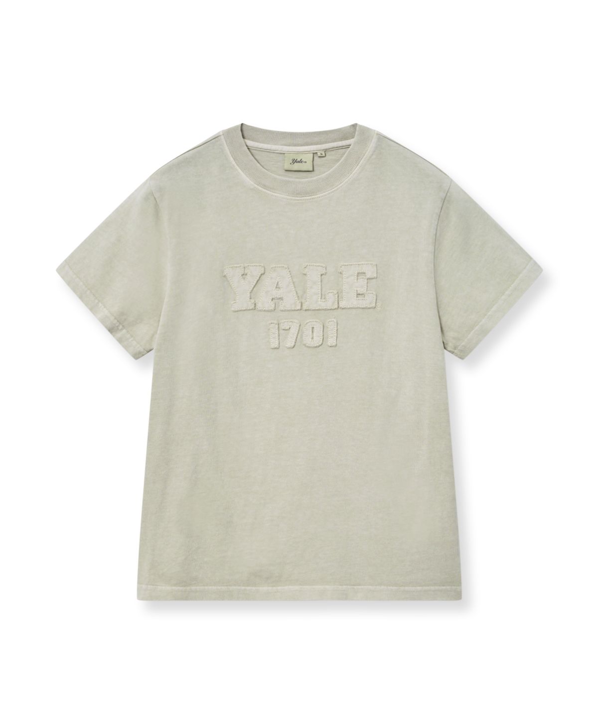 예일(YALE) 우먼즈 피그먼트 아플리케 티셔츠_아이보리
