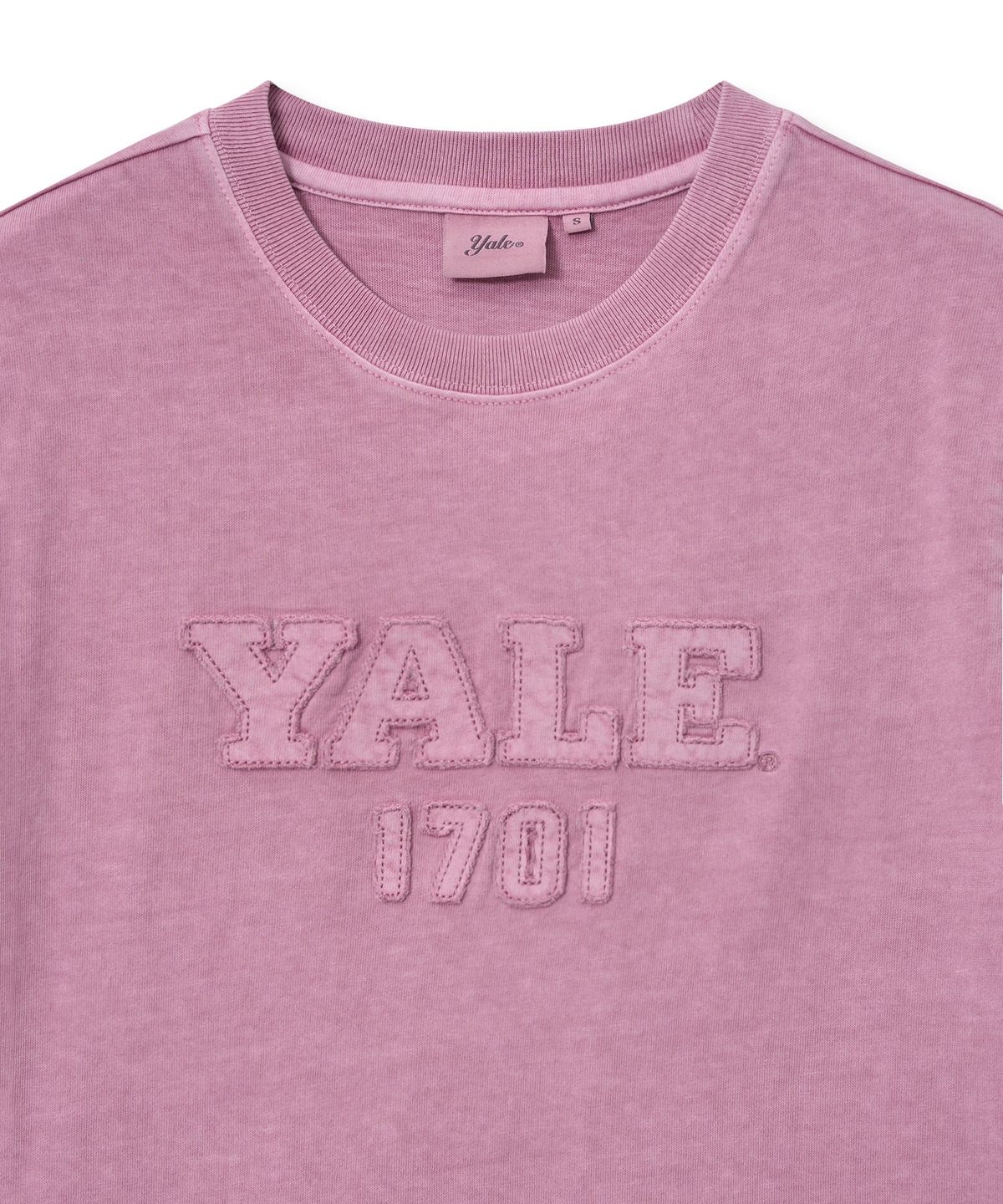 예일(YALE) 우먼즈 피그먼트 아플리케 티셔츠_핑크