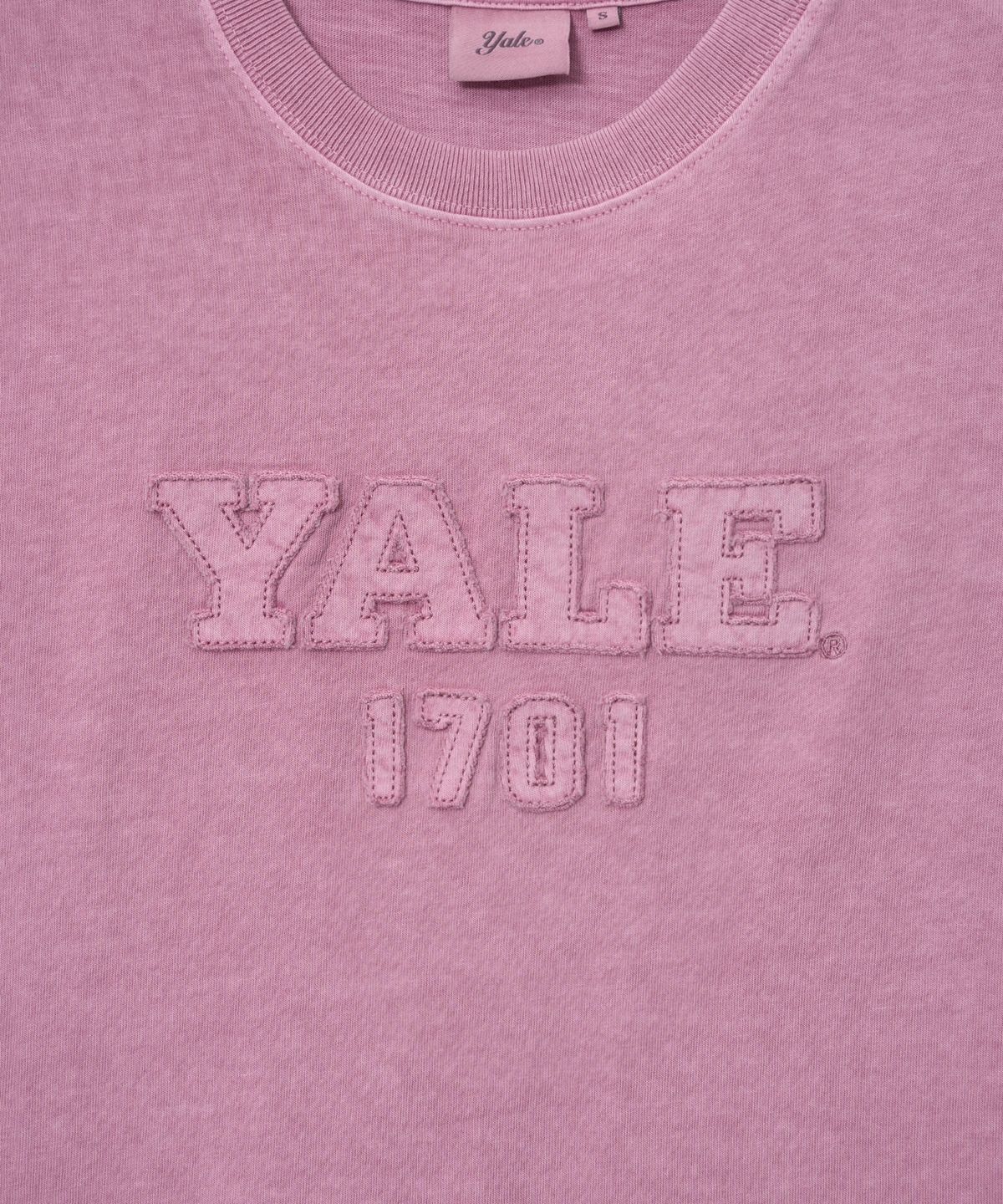예일(YALE) 우먼즈 피그먼트 아플리케 티셔츠_핑크