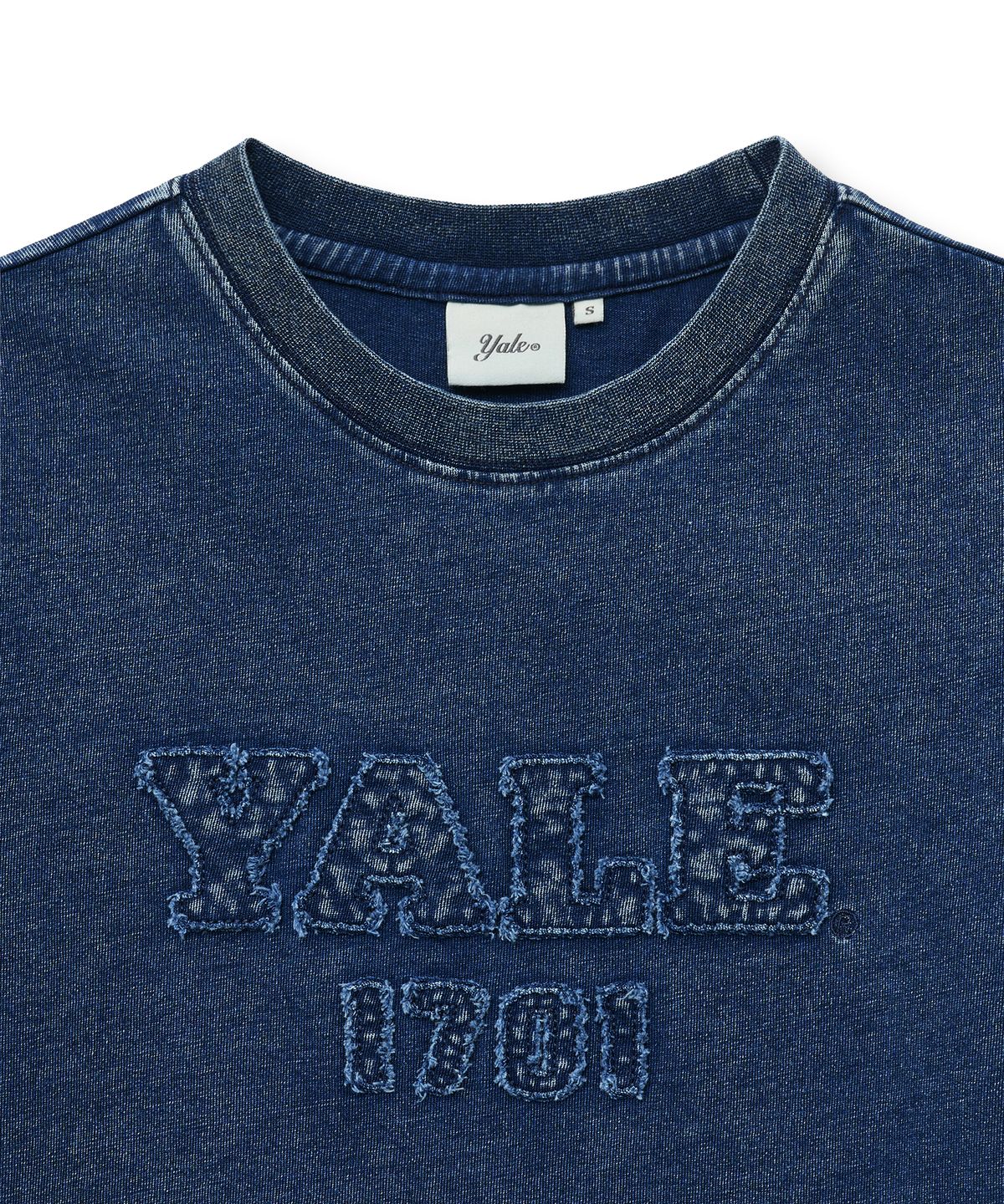예일(YALE) 우먼즈 피그먼트 아플리케 티셔츠_네이비
