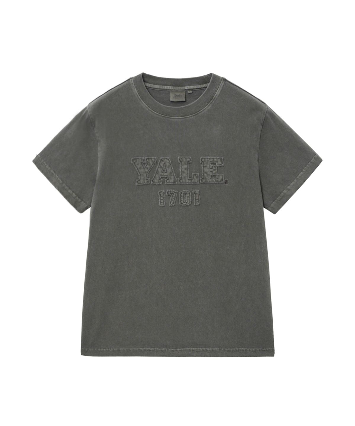 예일(YALE) 우먼즈 피그먼트 아플리케 티셔츠_차콜