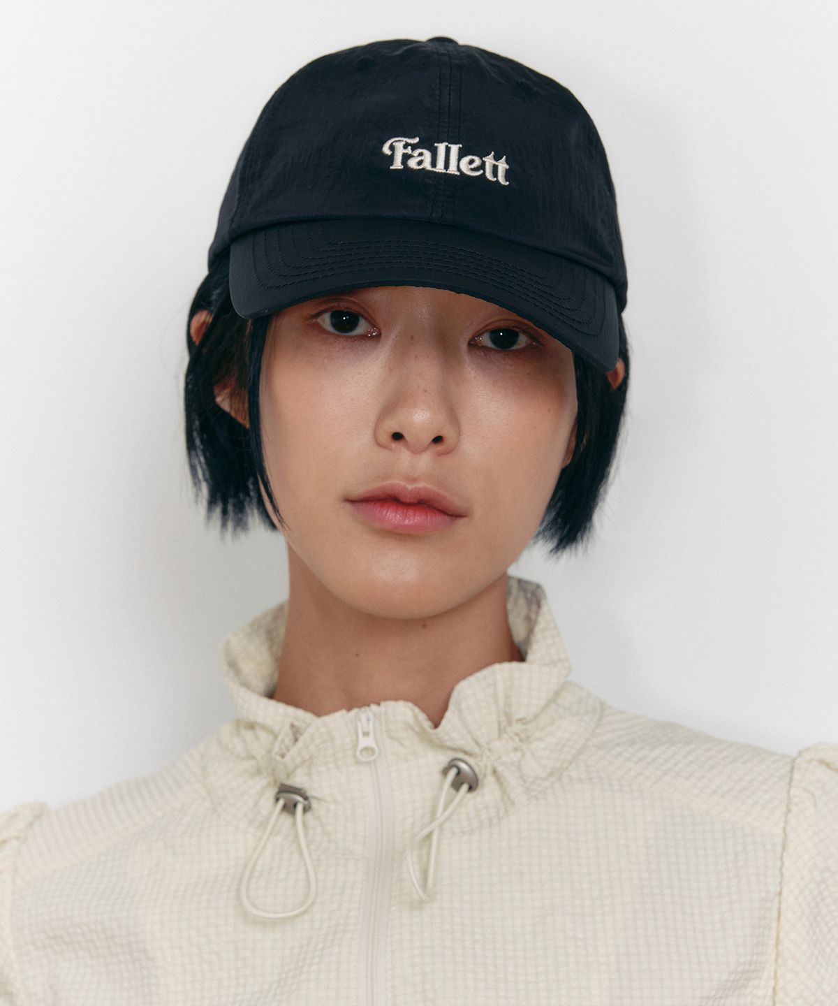 팔렛(FALLETT) 나일론 스토리 로고 볼캡 블랙