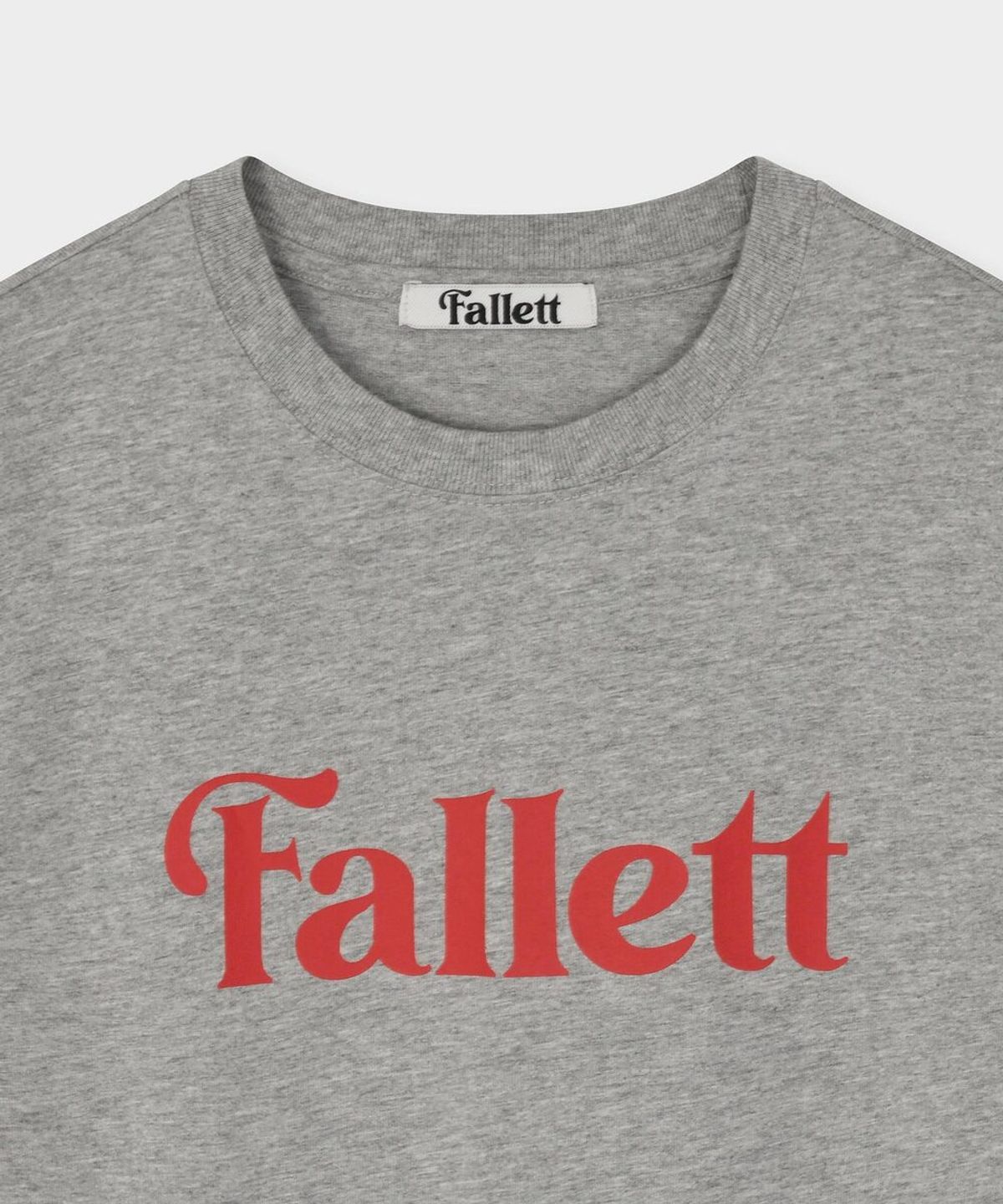 팔렛(FALLETT) 스토리 로고 에센셜 반팔티 멜란지 그레이
