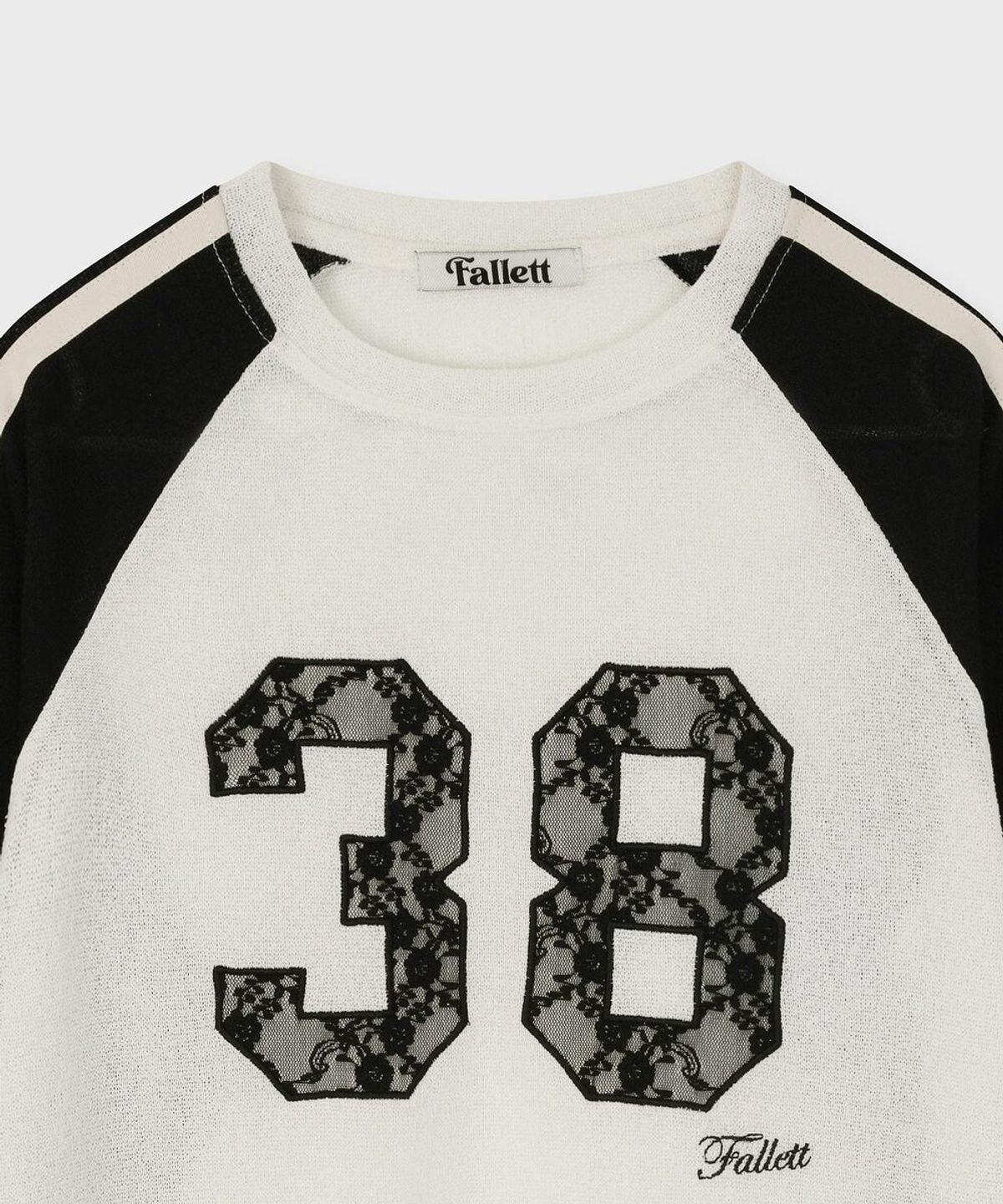 팔렛(FALLETT) 배색 래글런 롱슬리브 화이트