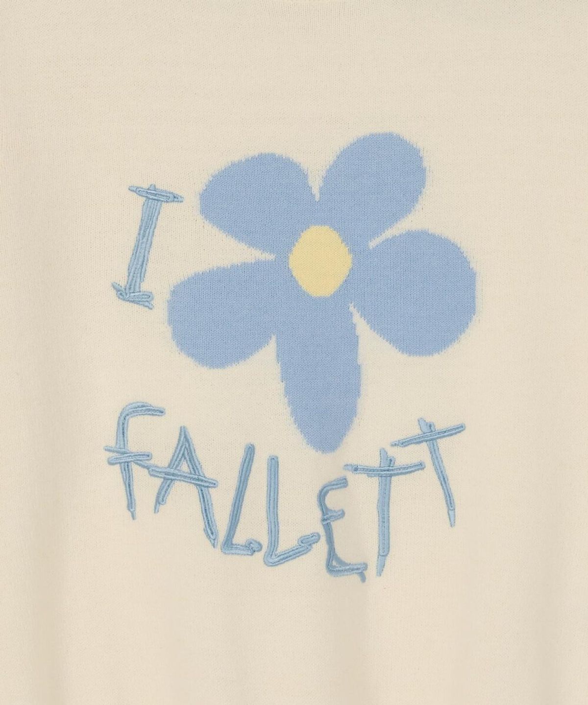 팔렛(FALLETT) 드로잉 플라워 반팔 니트 아이보리