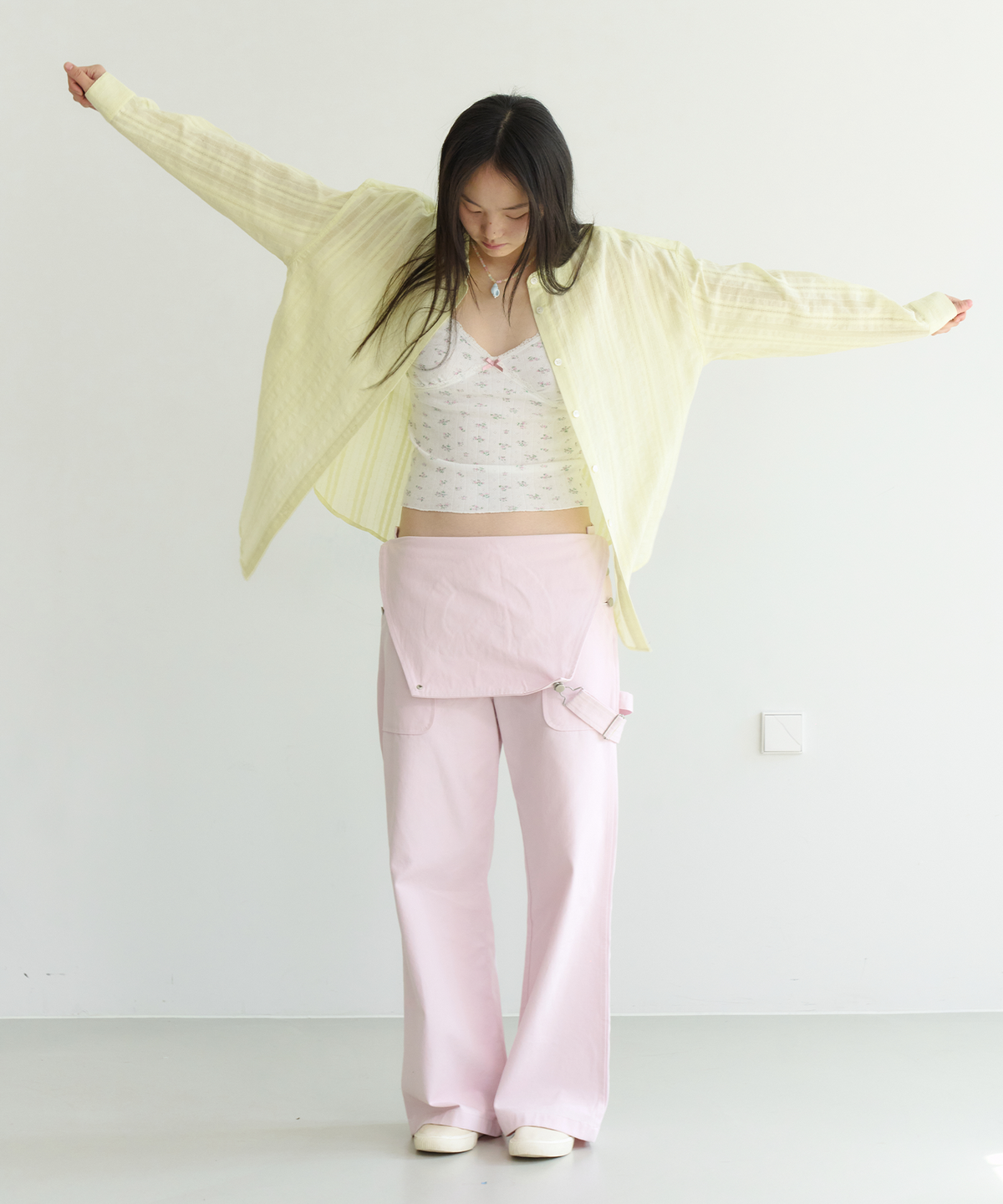 펀프롬펀(FUNFROMFUN) EYELET OVERFIT SHIRTS, YELLOW