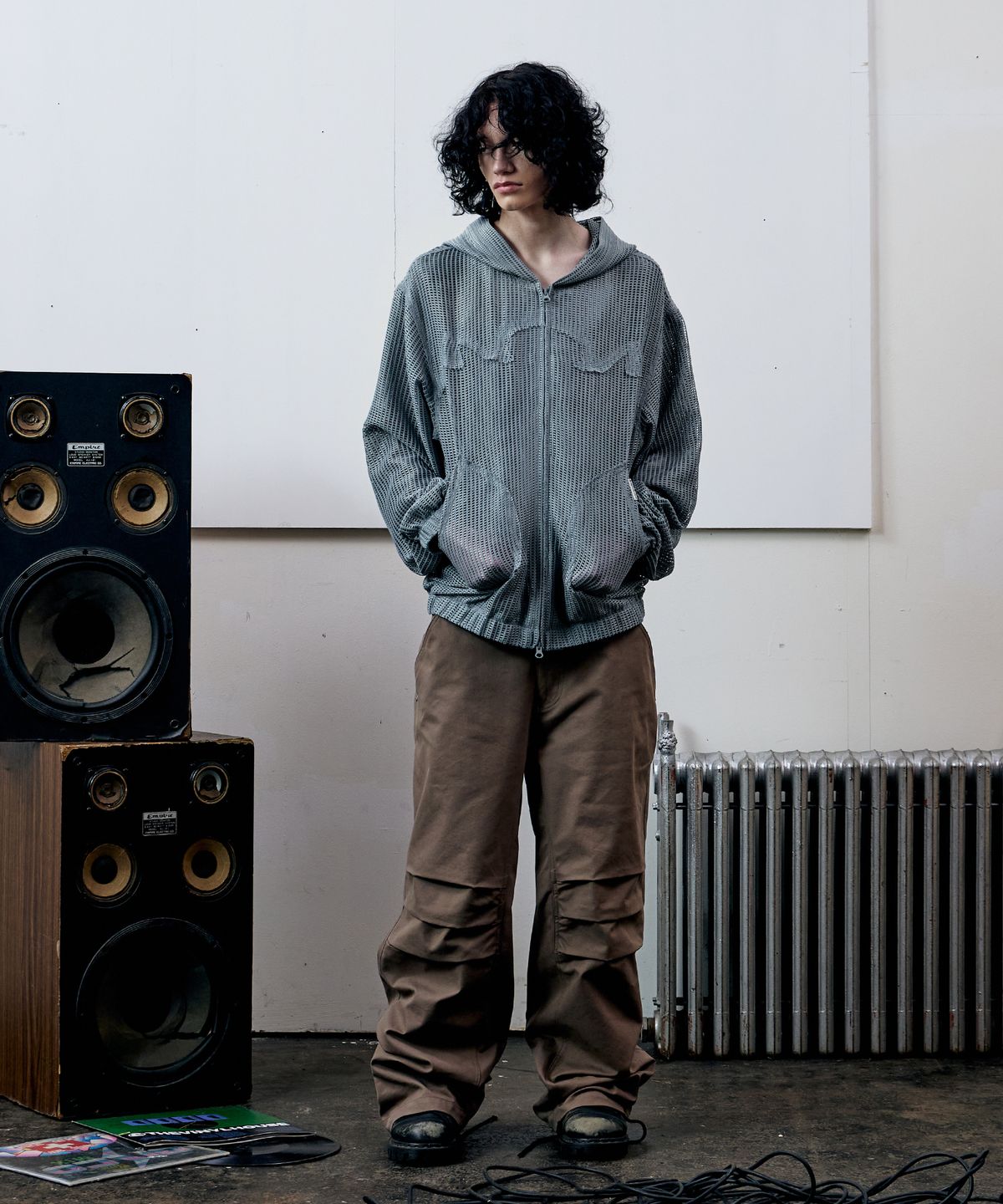 더바이닐하우스(THEVINYLHOUSE) MESH GRID JACKET BLUE