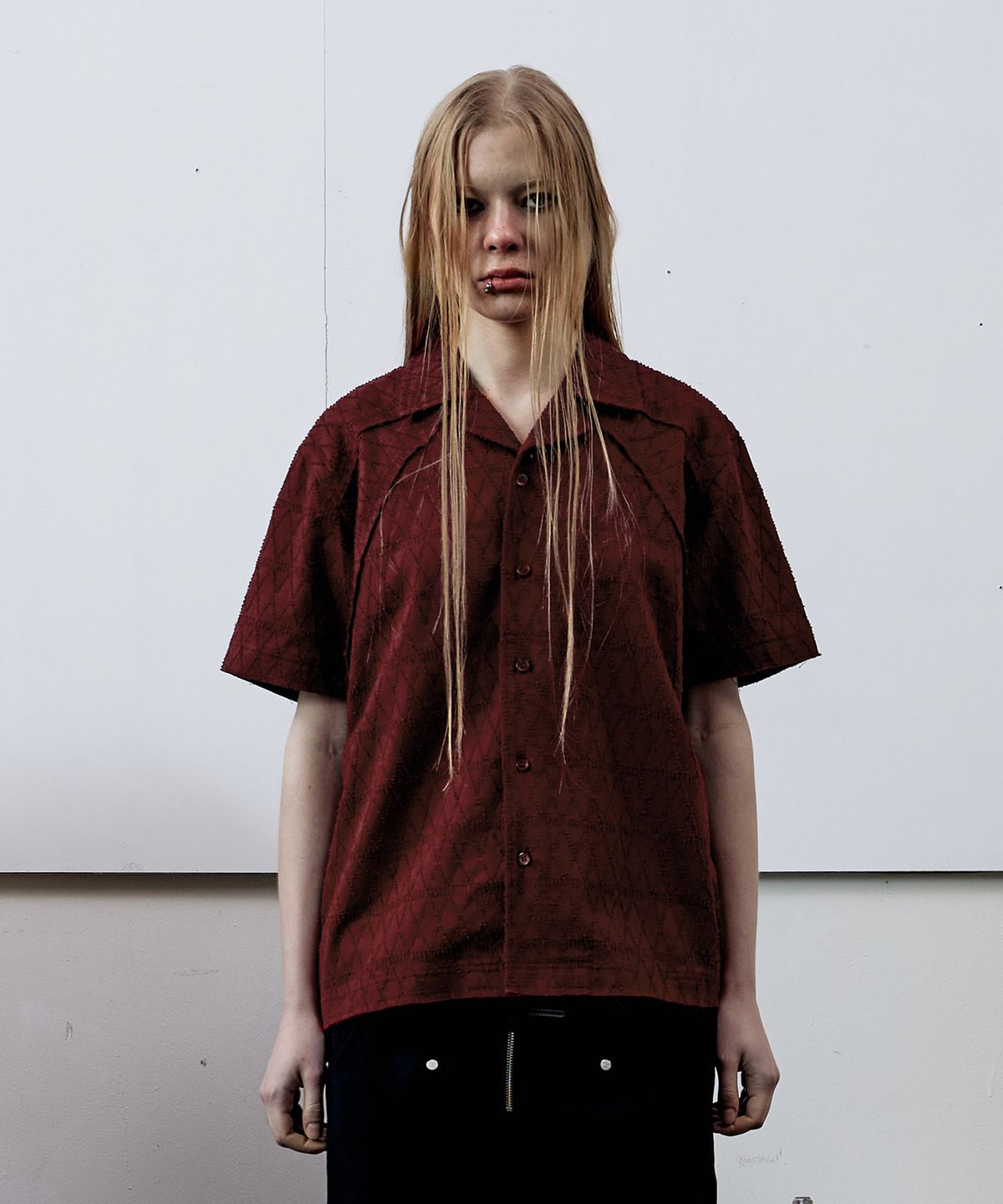 더바이닐하우스(THEVINYLHOUSE) TEXTURE CHECK SHIRTS WINE