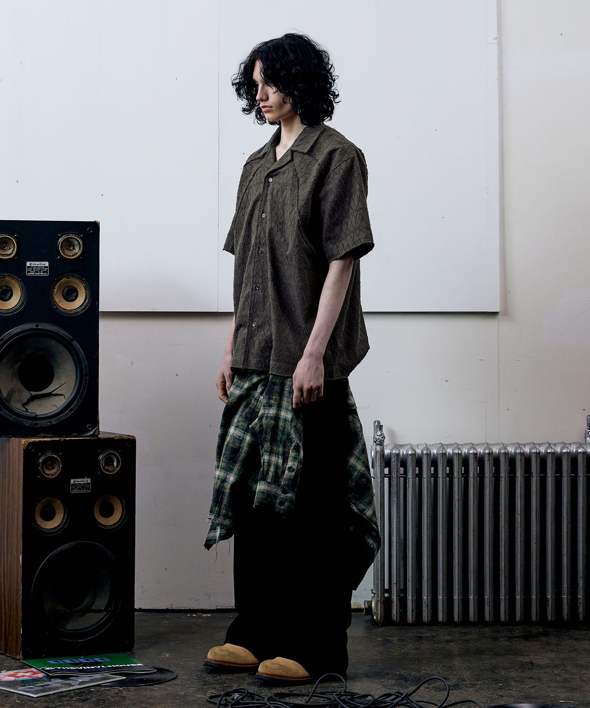 더바이닐하우스(THEVINYLHOUSE) TEXTURE CHECK SHIRTS CHARCOAL