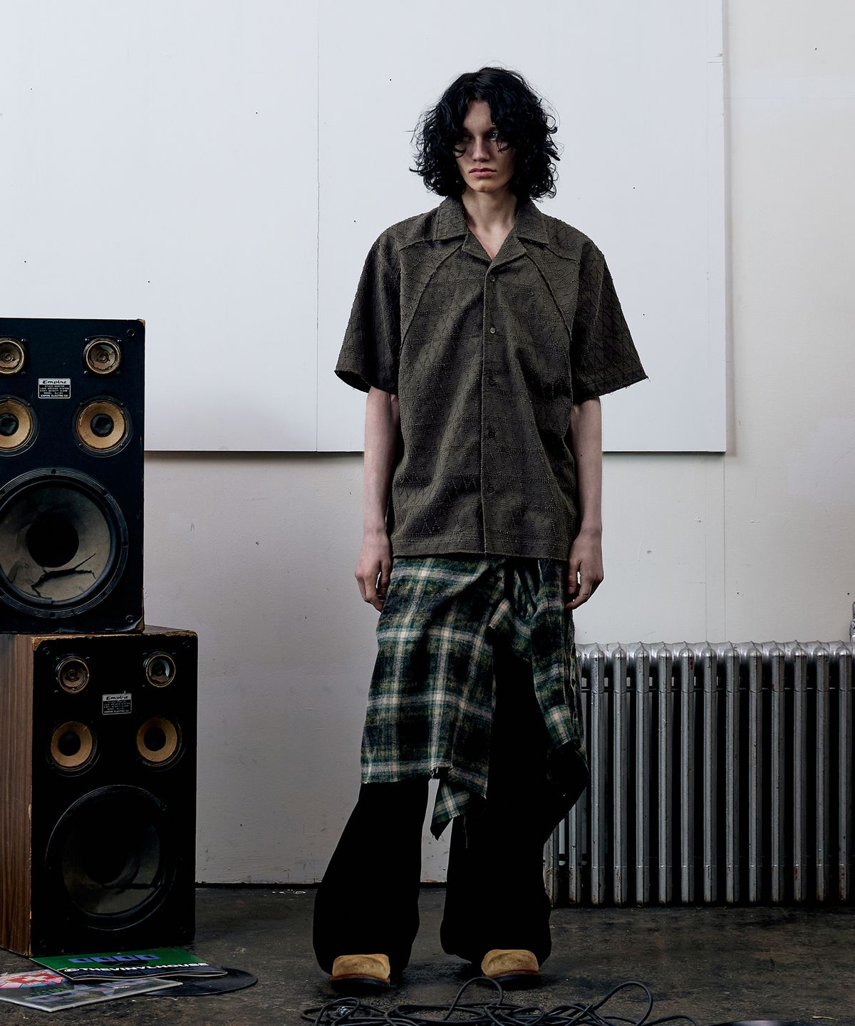 더바이닐하우스(THEVINYLHOUSE) TEXTURE CHECK SHIRTS CHARCOAL