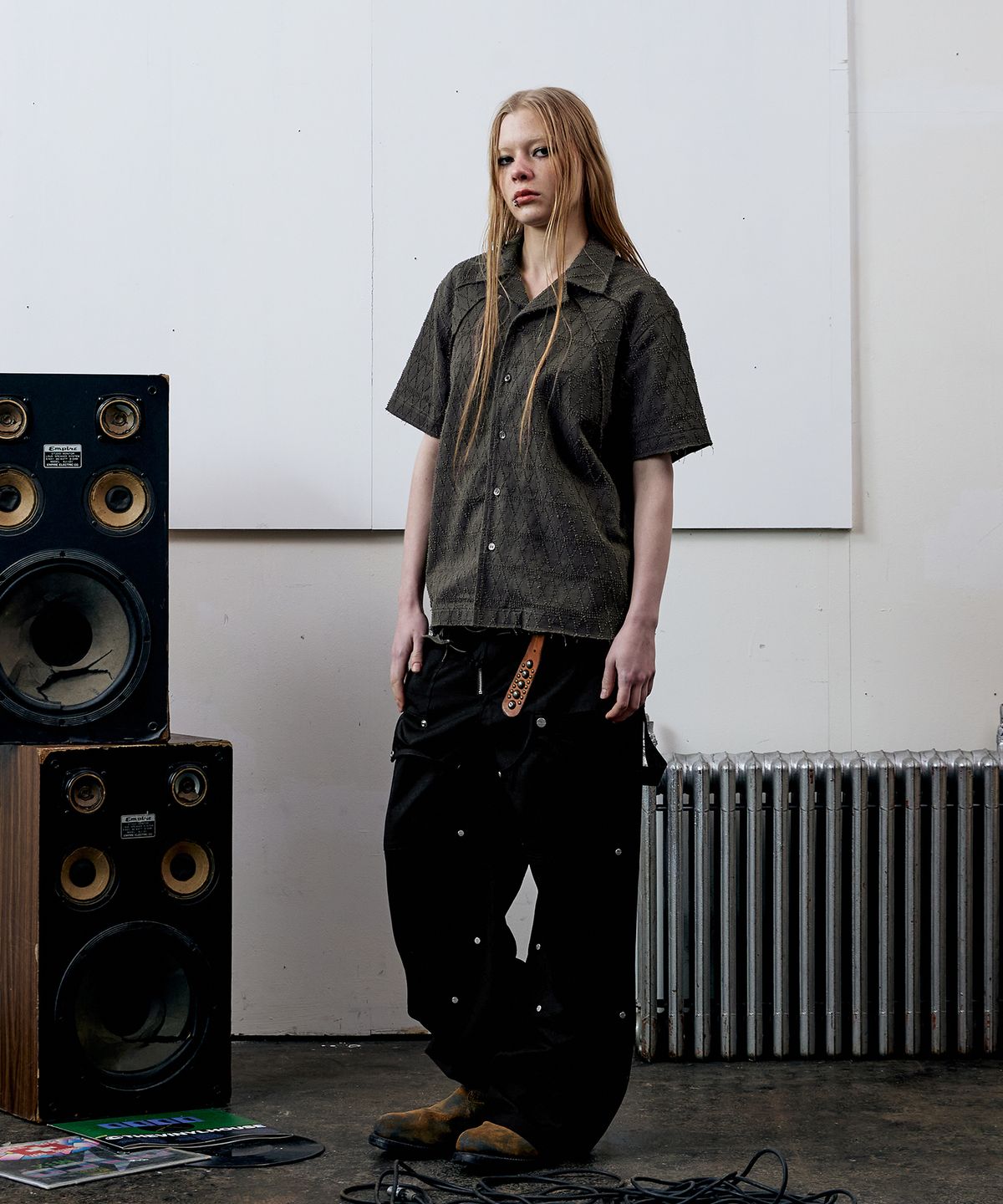 더바이닐하우스(THEVINYLHOUSE) TEXTURE CHECK SHIRTS CHARCOAL