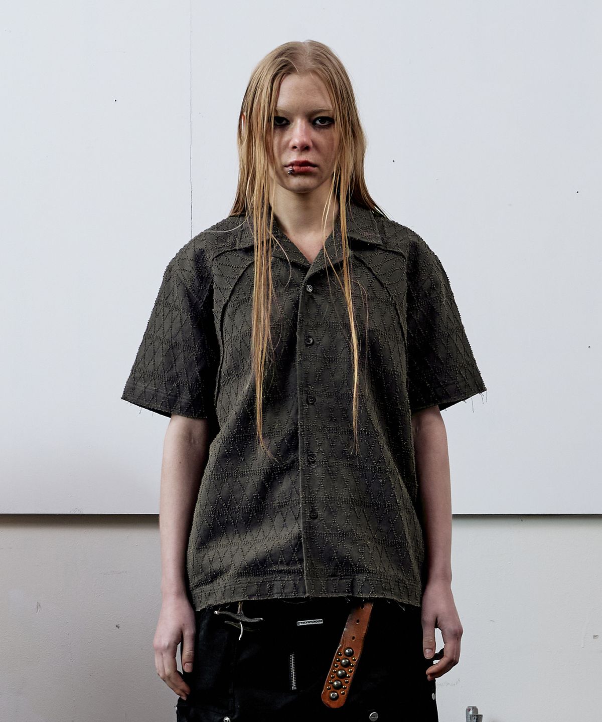 더바이닐하우스(THEVINYLHOUSE) TEXTURE CHECK SHIRTS CHARCOAL