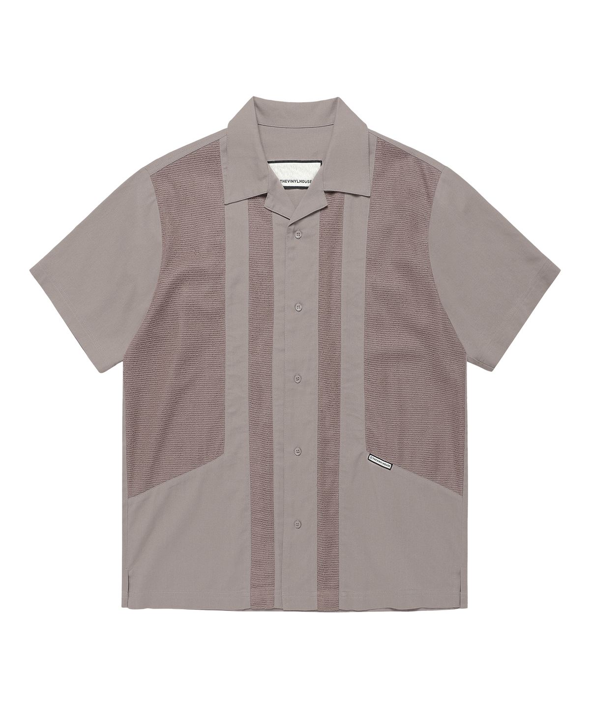 더바이닐하우스(THEVINYLHOUSE) LINEN MESH SHORT SLEEVE SHIRTS BROWN