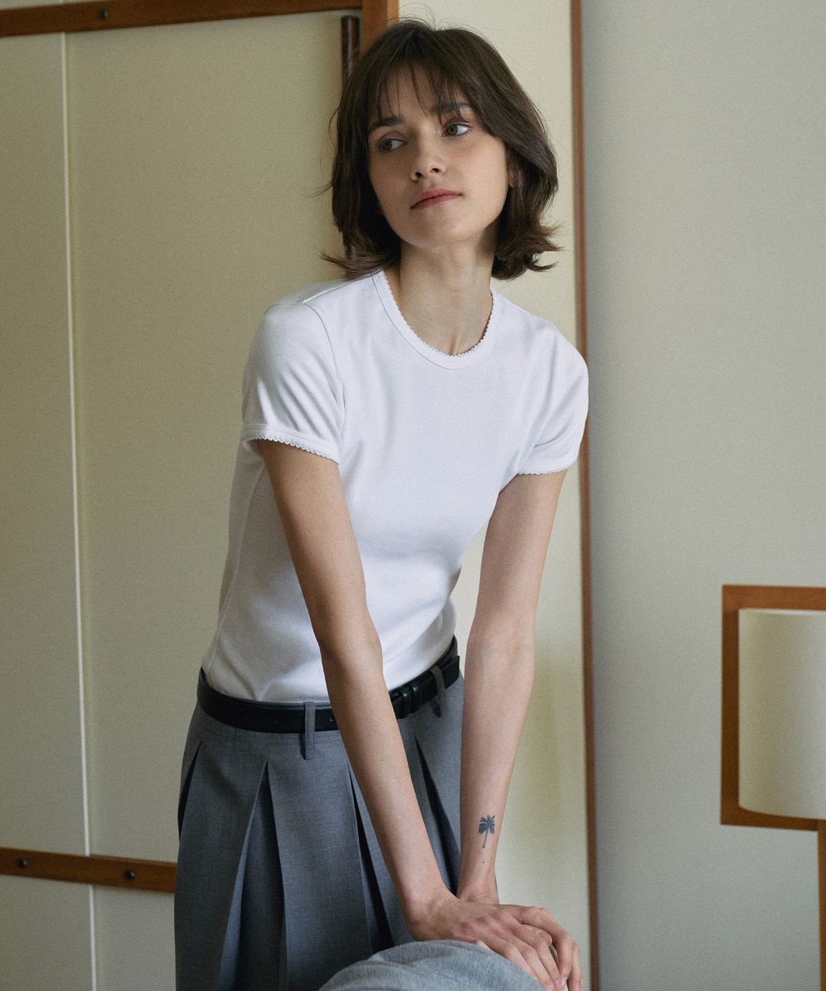 라메레이(LAMEREI) Picot Round T-shirt[LMBESPTT5601]-3color