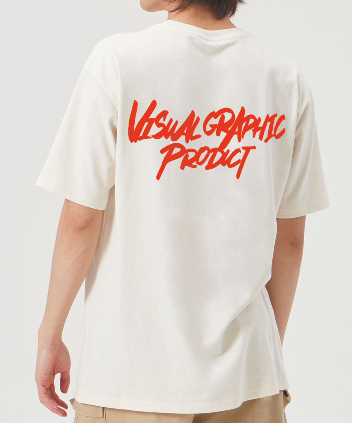 바이엘(BY.L) 그래피티 로고 반팔 티셔츠 크림 레드