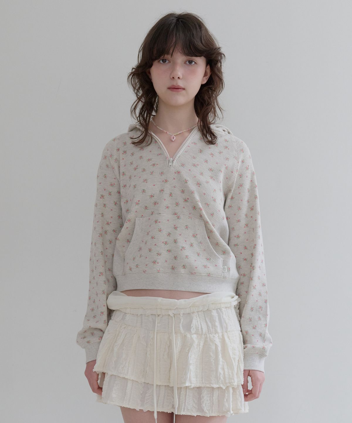 펀프롬펀(FUNFROMFUN) Bloom Waffle Half-Zip (Melange grey)