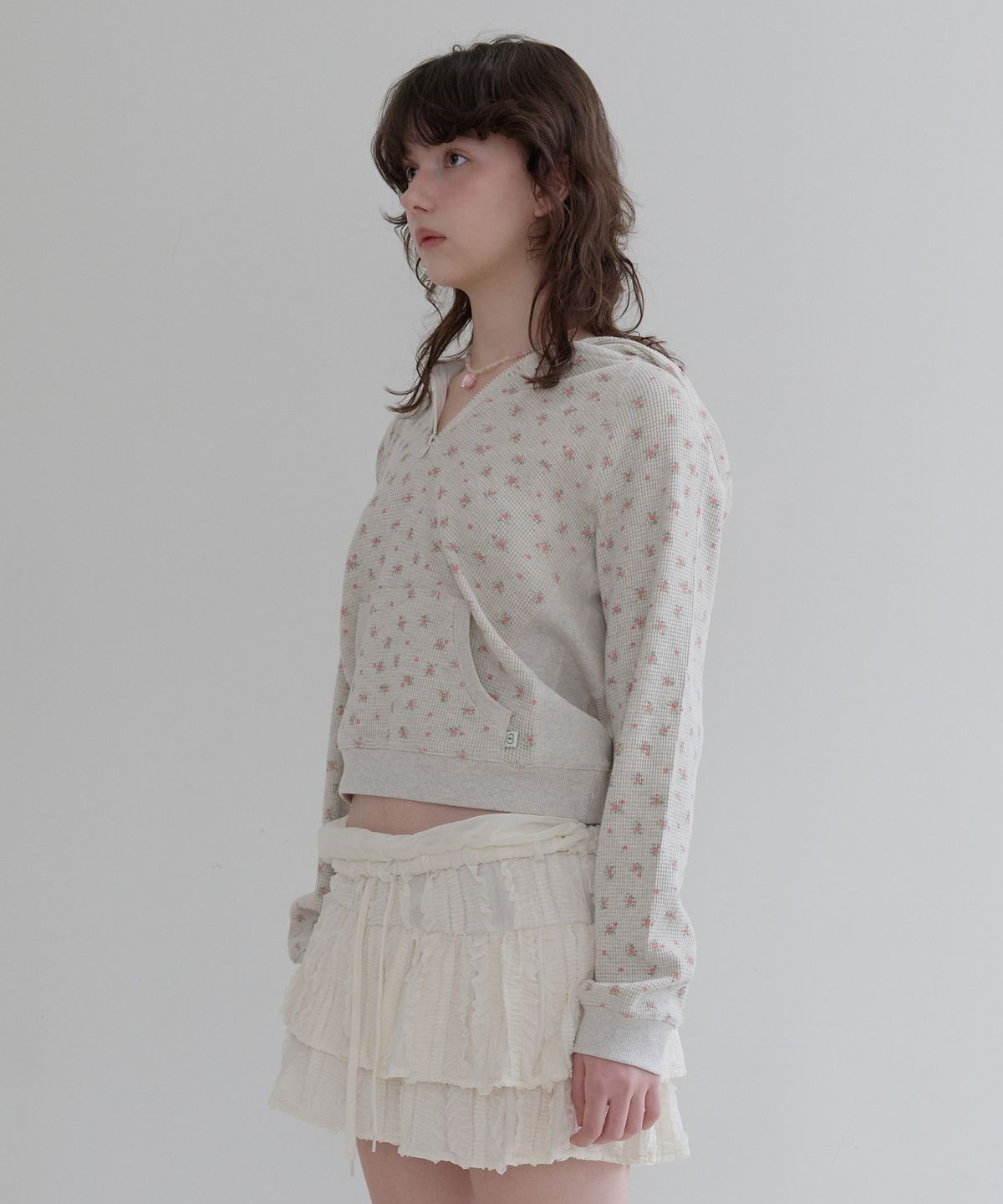 펀프롬펀(FUNFROMFUN) Bloom Waffle Half-Zip (Melange grey)