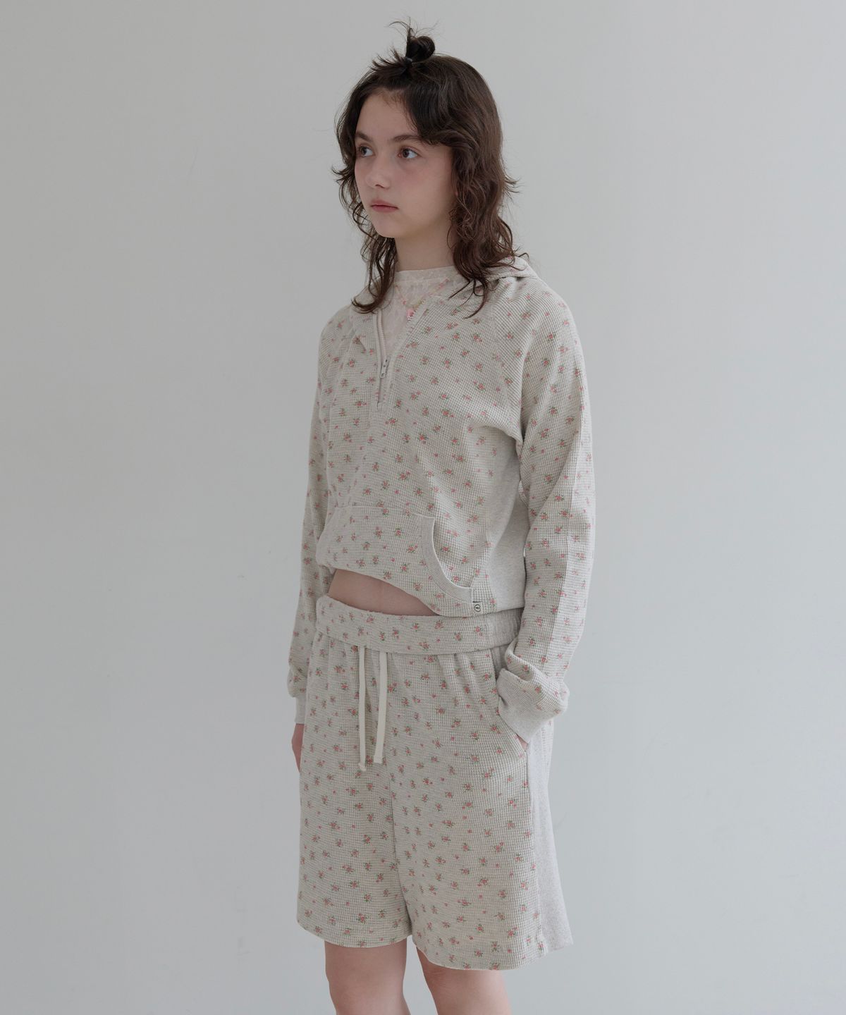 펀프롬펀(FUNFROMFUN) Bloom Waffle Half-Zip (Melange grey)