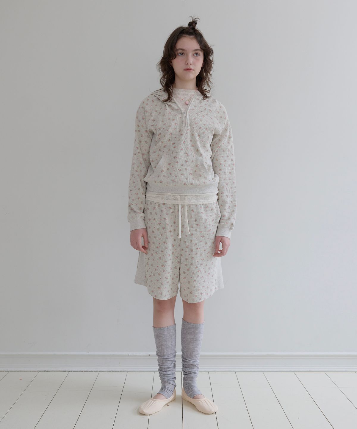 펀프롬펀(FUNFROMFUN) Bloom Waffle Half-Zip (Melange grey)