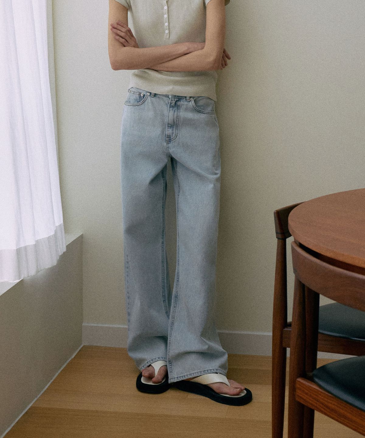 라메레이(LAMEREI) Wide Long Denim[LMBESPDN4114]-Light Blue
