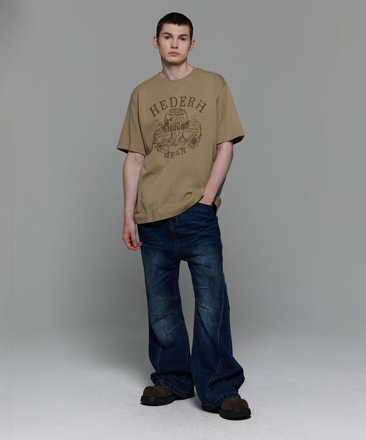헤더헬렌(HEDER HELEN) Cat mustache dart bootcut denim PT indigo