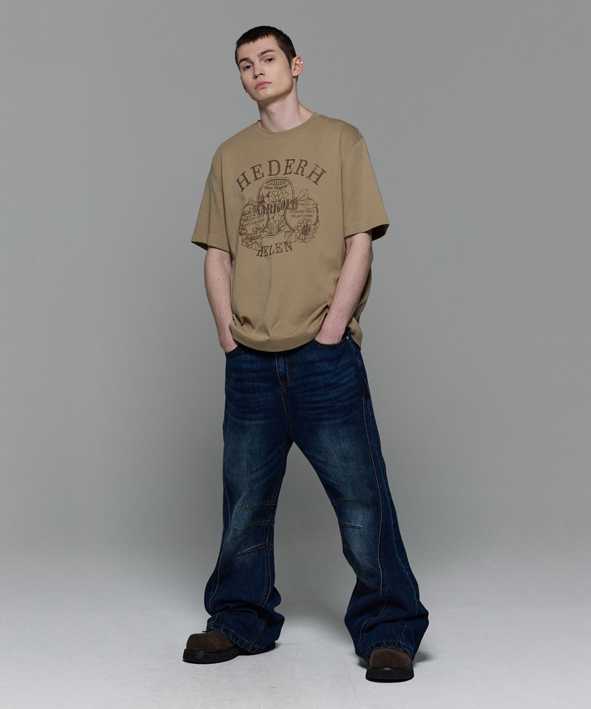 헤더헬렌(HEDER HELEN) Cat mustache dart bootcut denim PT indigo