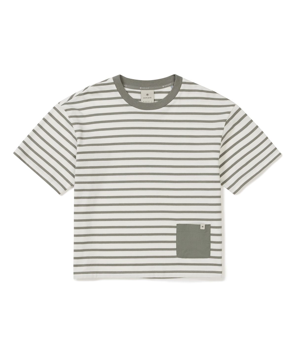 스노우피크 어패럴(SNOWPEAK APPAREL) 코튼 여성 스트라이프 세미크롭 반팔 티셔츠 (S25MWFTS69) Light Khaki