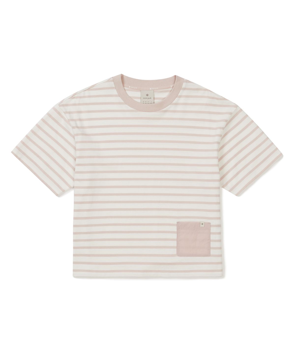 스노우피크 어패럴(SNOWPEAK APPAREL) 코튼 여성 스트라이프 세미크롭 반팔 티셔츠 (S25MWFTS69) Light Pink