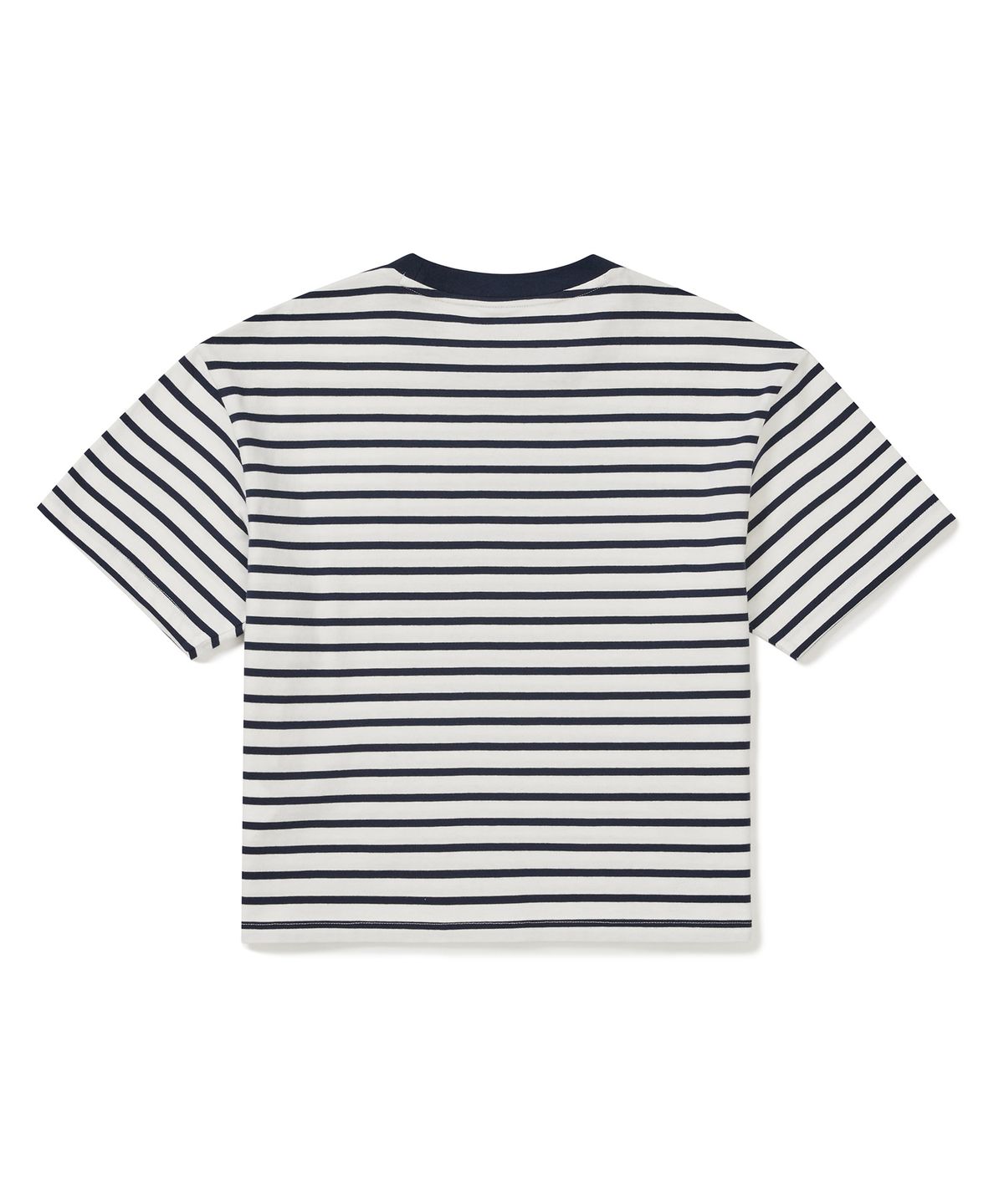 스노우피크 어패럴(SNOWPEAK APPAREL) 코튼 여성 스트라이프 세미크롭 반팔 티셔츠 (S25MWFTS69) Navy