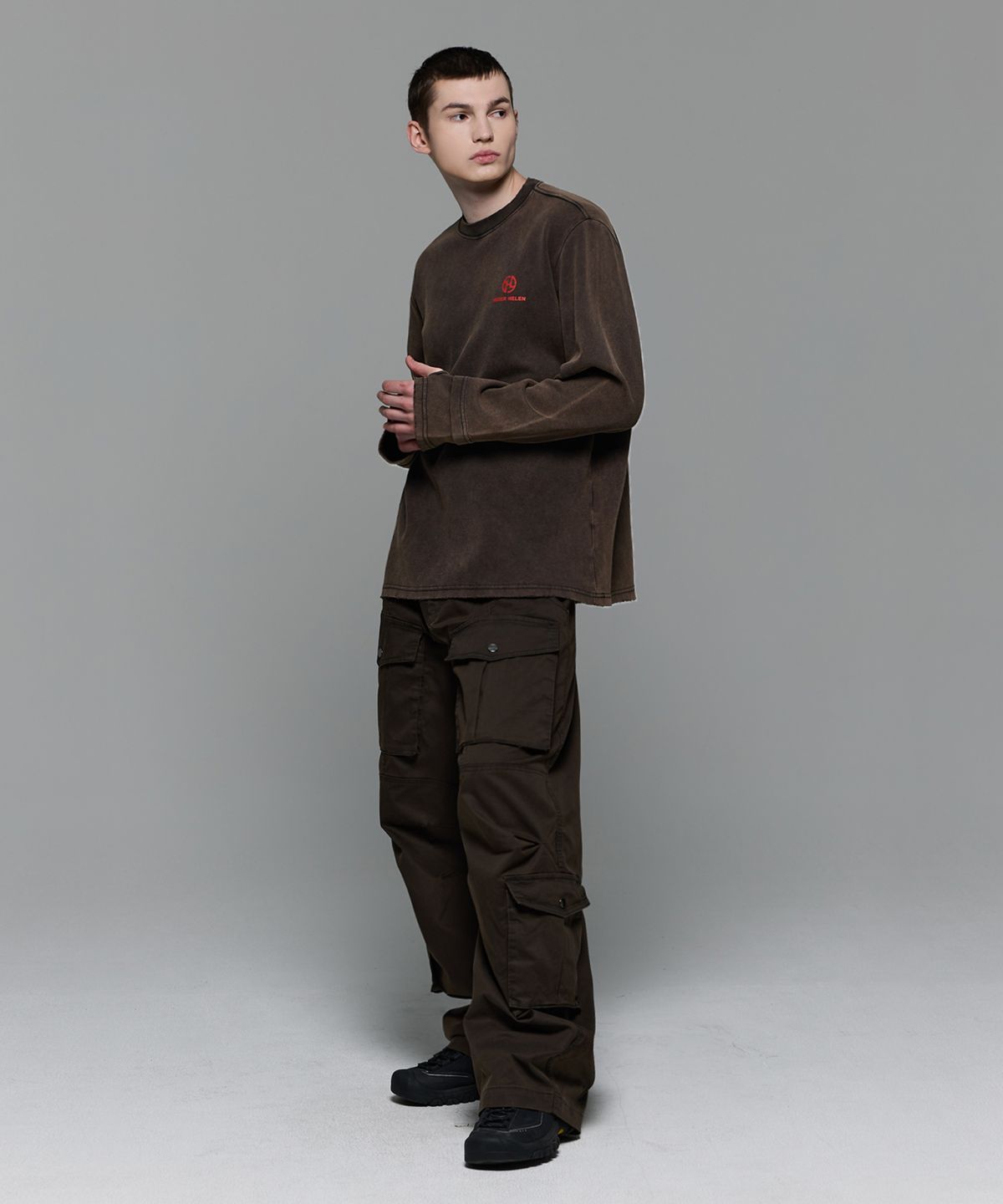 헤더헬렌(HEDER HELEN) Brown washed damage long-T