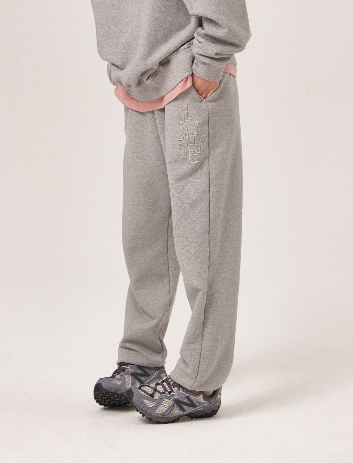 플랫웨이브 인 서울(FLATWAVE IN SEOUL) Soulu Patchwork Sweatpants Grey Melange