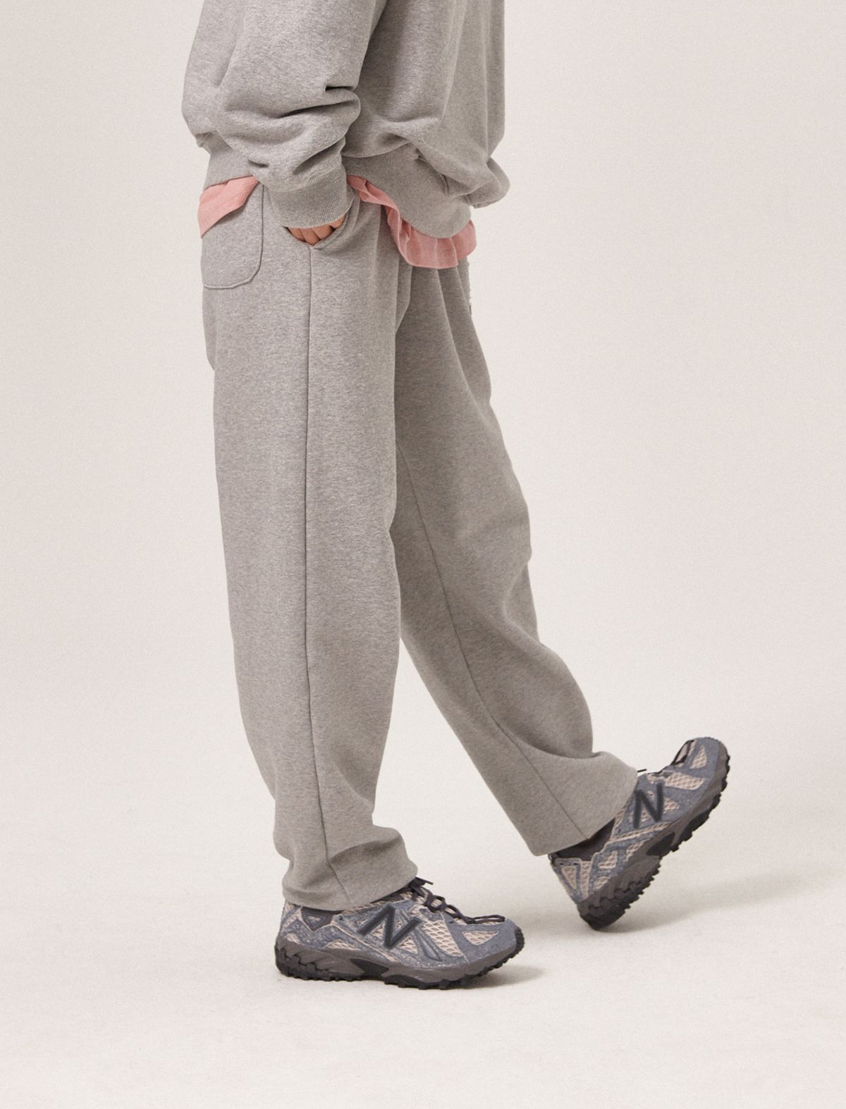 플랫웨이브 인 서울(FLATWAVE IN SEOUL) Soulu Patchwork Sweatpants Grey Melange