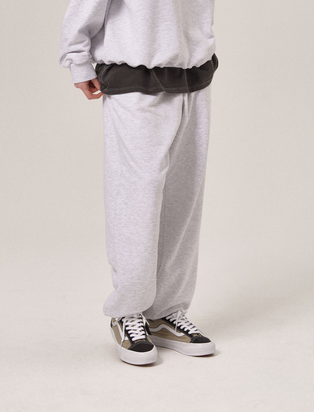 플랫웨이브 인 서울(FLATWAVE IN SEOUL) Soulu Patchwork Sweatpants Light Grey Melange