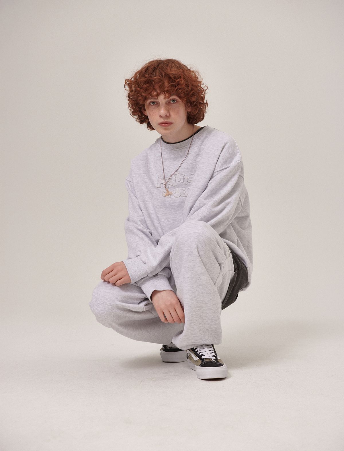 플랫웨이브 인 서울(FLATWAVE IN SEOUL) Soulu Patchwork Sweatshirt Light Grey Melange
