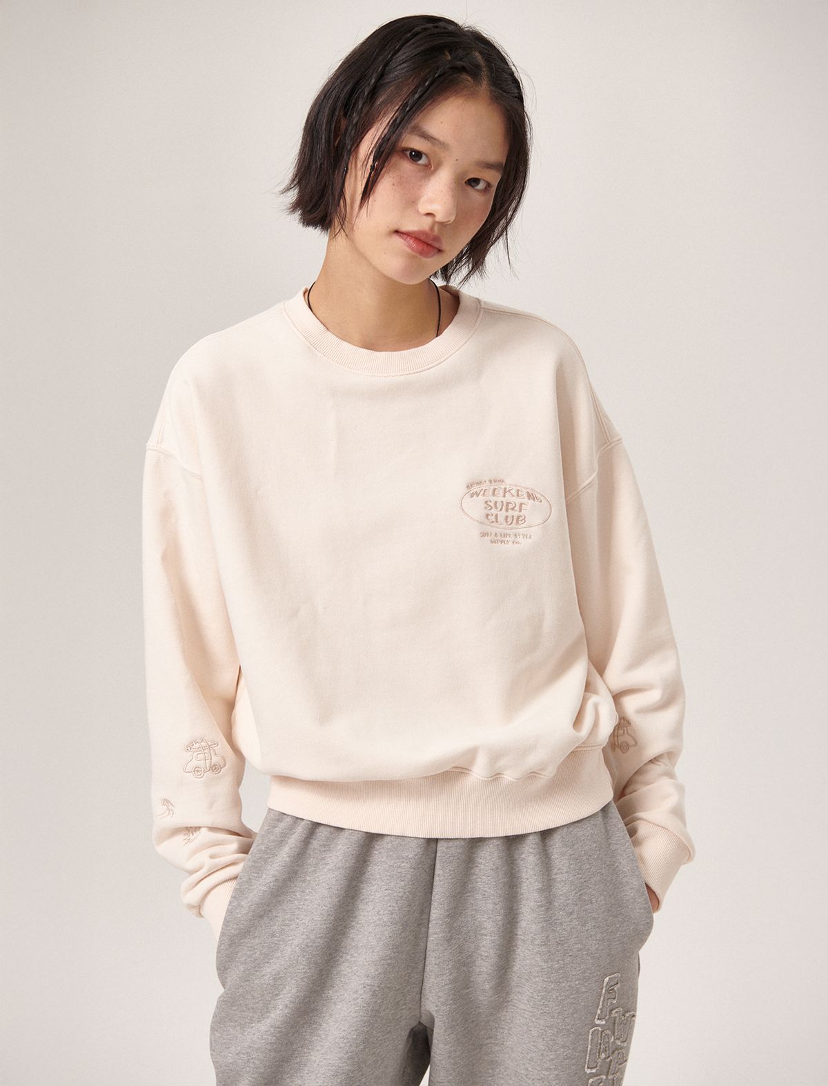 플랫웨이브 인 서울(FLATWAVE IN SEOUL) Sunnset Womens Sweatshirt Cream