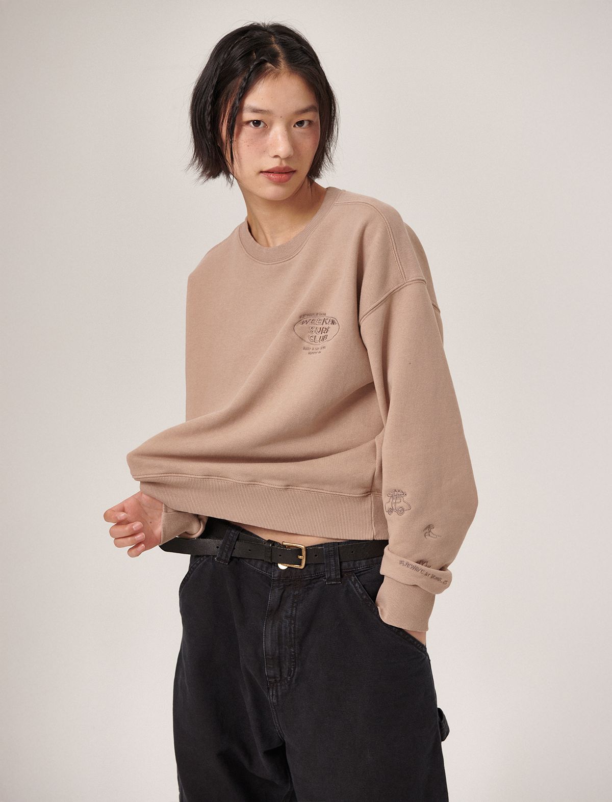플랫웨이브 인 서울(FLATWAVE IN SEOUL) Sunnset Womens Sweatshirt Beige