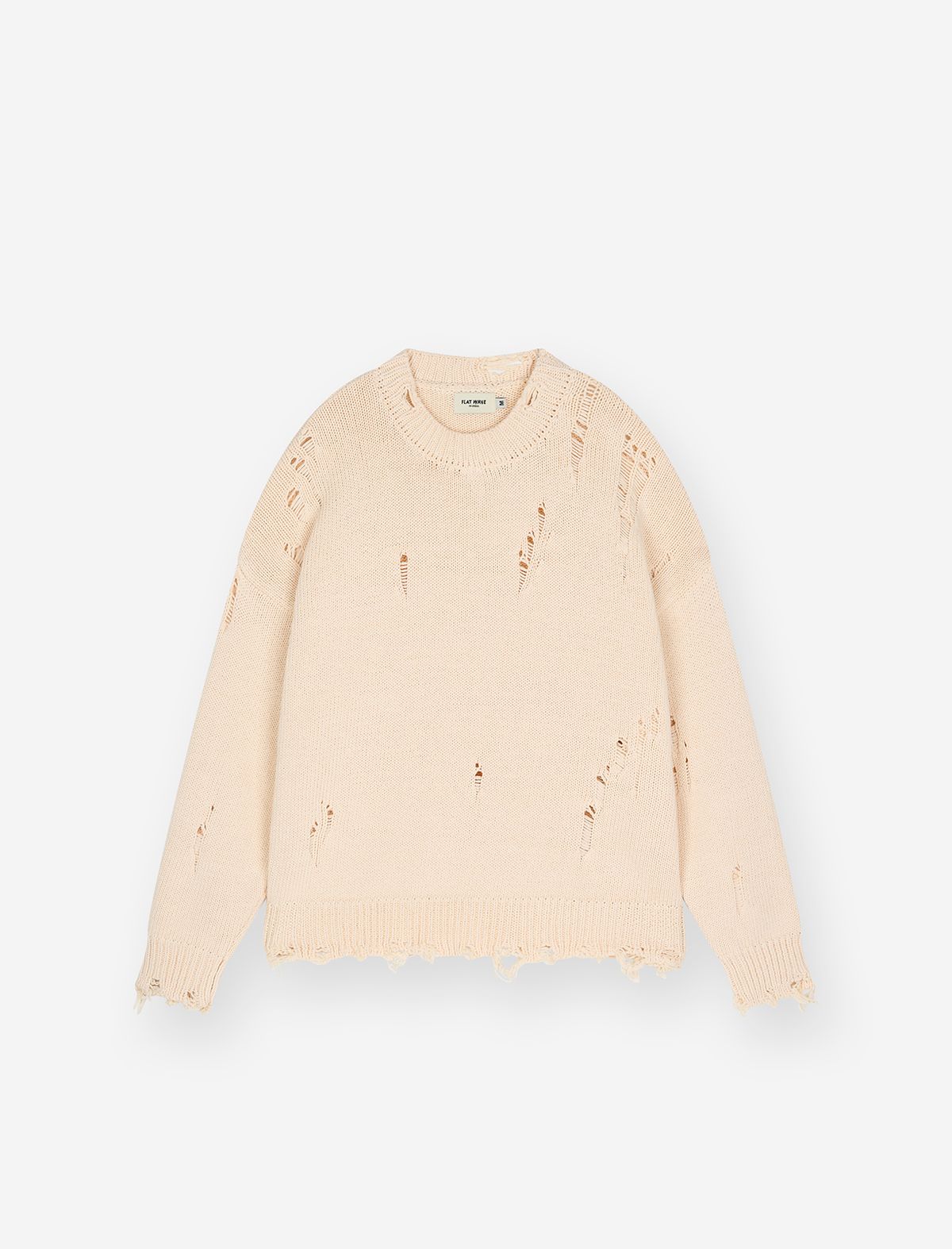 플랫웨이브 인 서울(FLATWAVE IN SEOUL) Ripsy Vintage Damaged Round Knit Cream