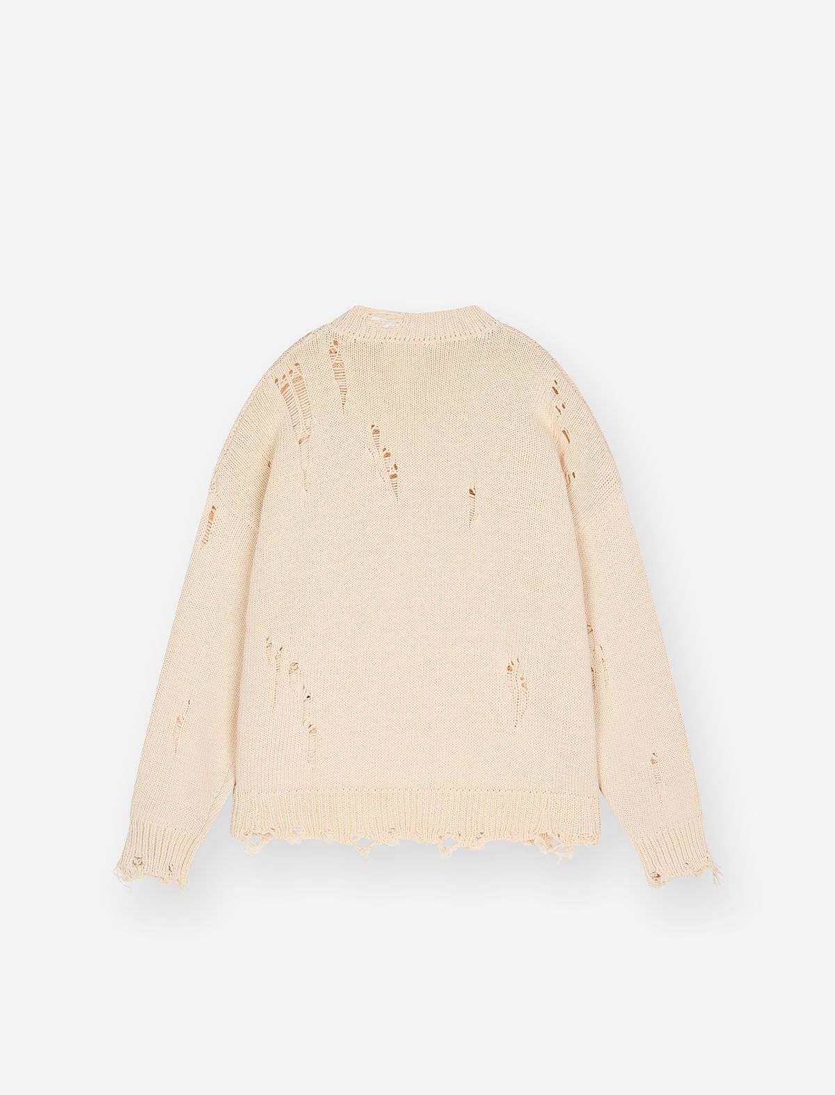 플랫웨이브 인 서울(FLATWAVE IN SEOUL) Ripsy Vintage Damaged Round Knit Cream