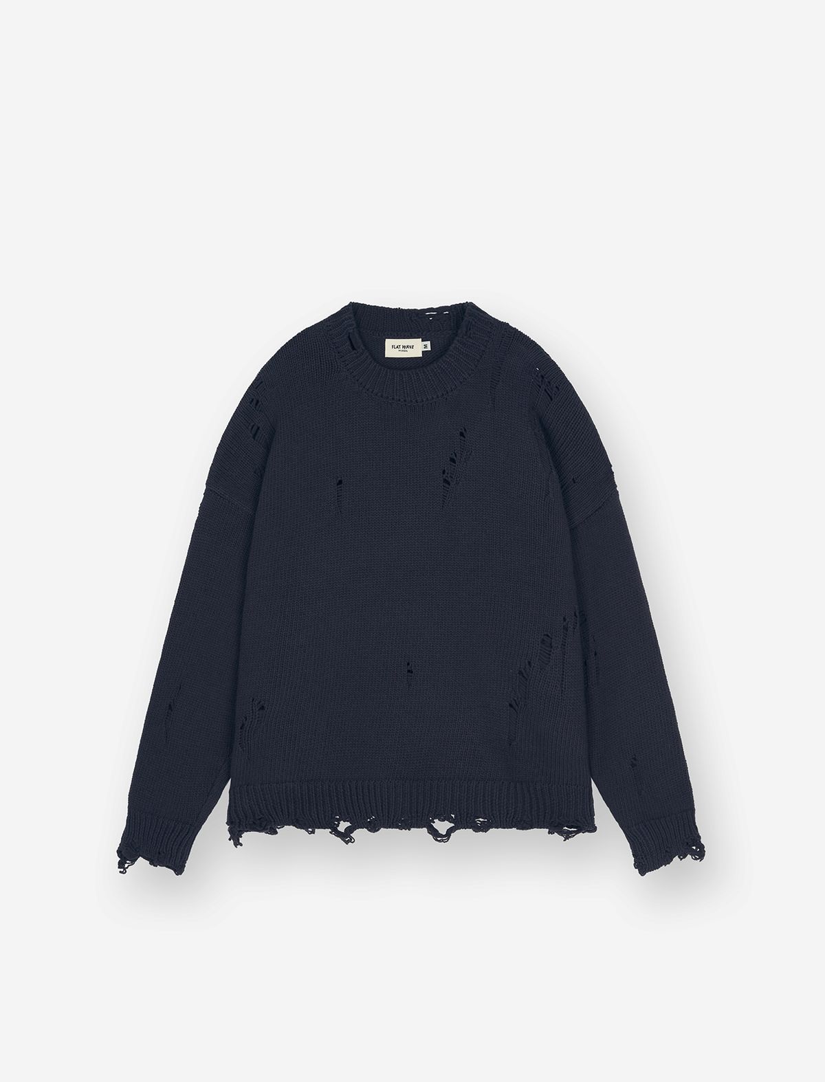 플랫웨이브 인 서울(FLATWAVE IN SEOUL) Ripsy Vintage Damaged Round Knit Dark Navy