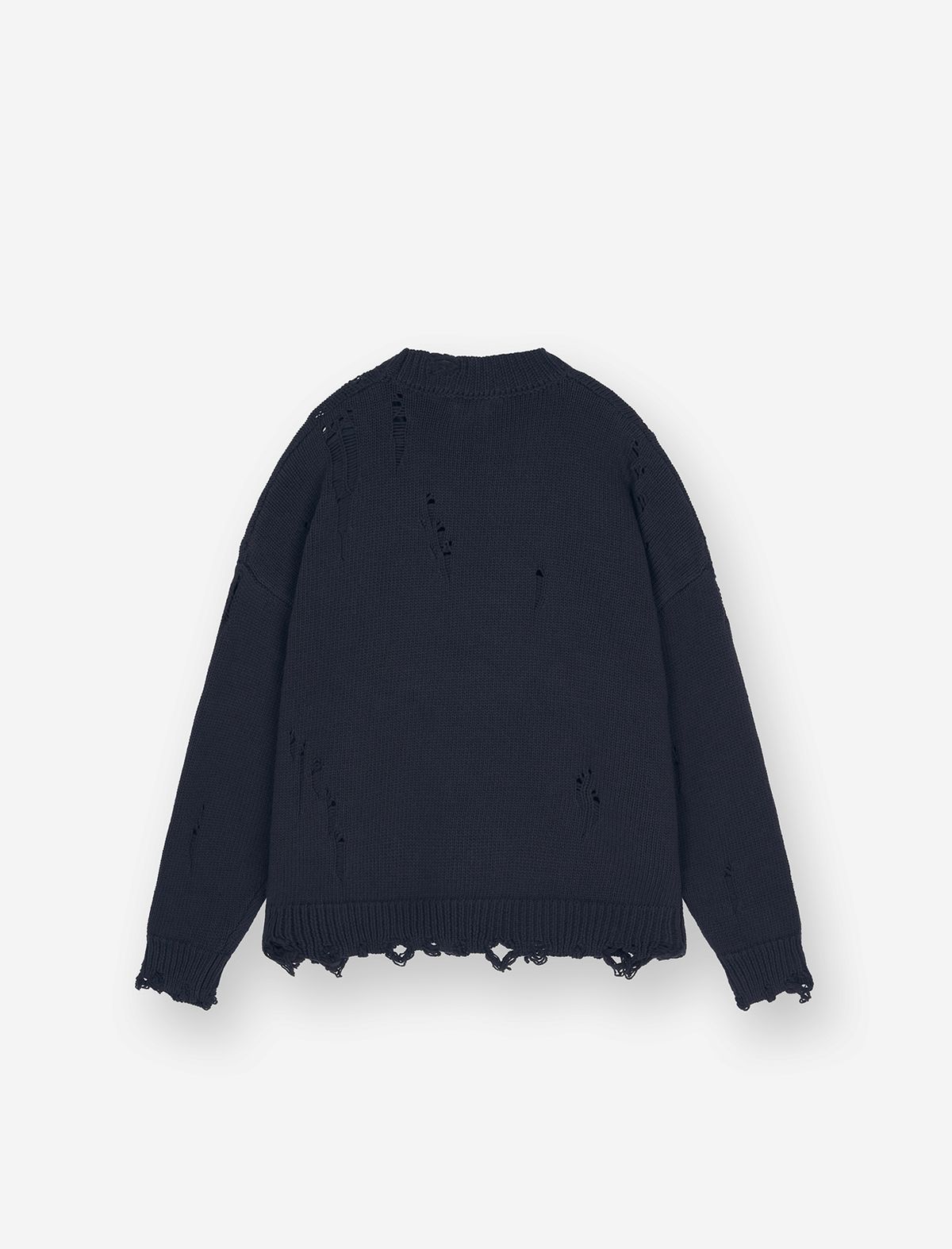 플랫웨이브 인 서울(FLATWAVE IN SEOUL) Ripsy Vintage Damaged Round Knit Dark Navy