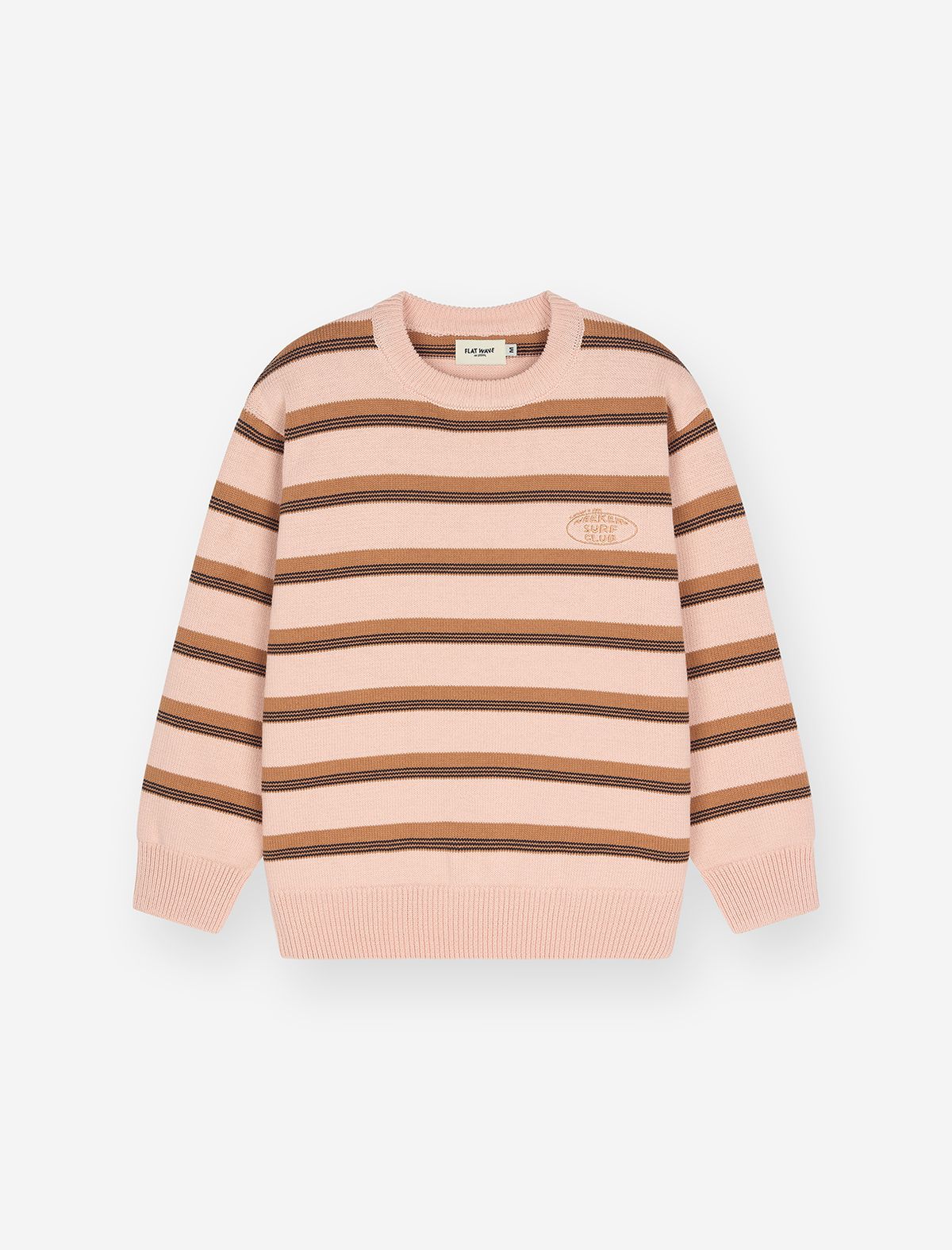 플랫웨이브 인 서울(FLATWAVE IN SEOUL) Aav Stripe Vintage Cotton Round Knit Beige