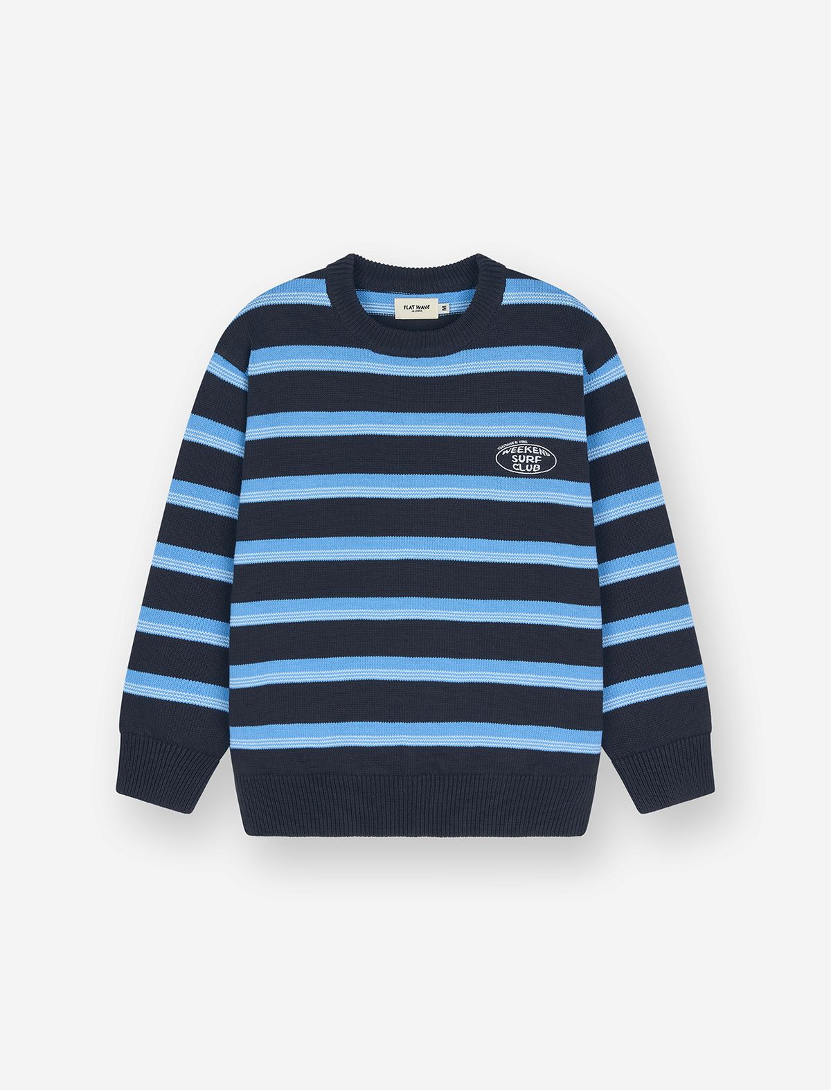 플랫웨이브 인 서울(FLATWAVE IN SEOUL) Aav Stripe Vintage Cotton Round Knit Navy